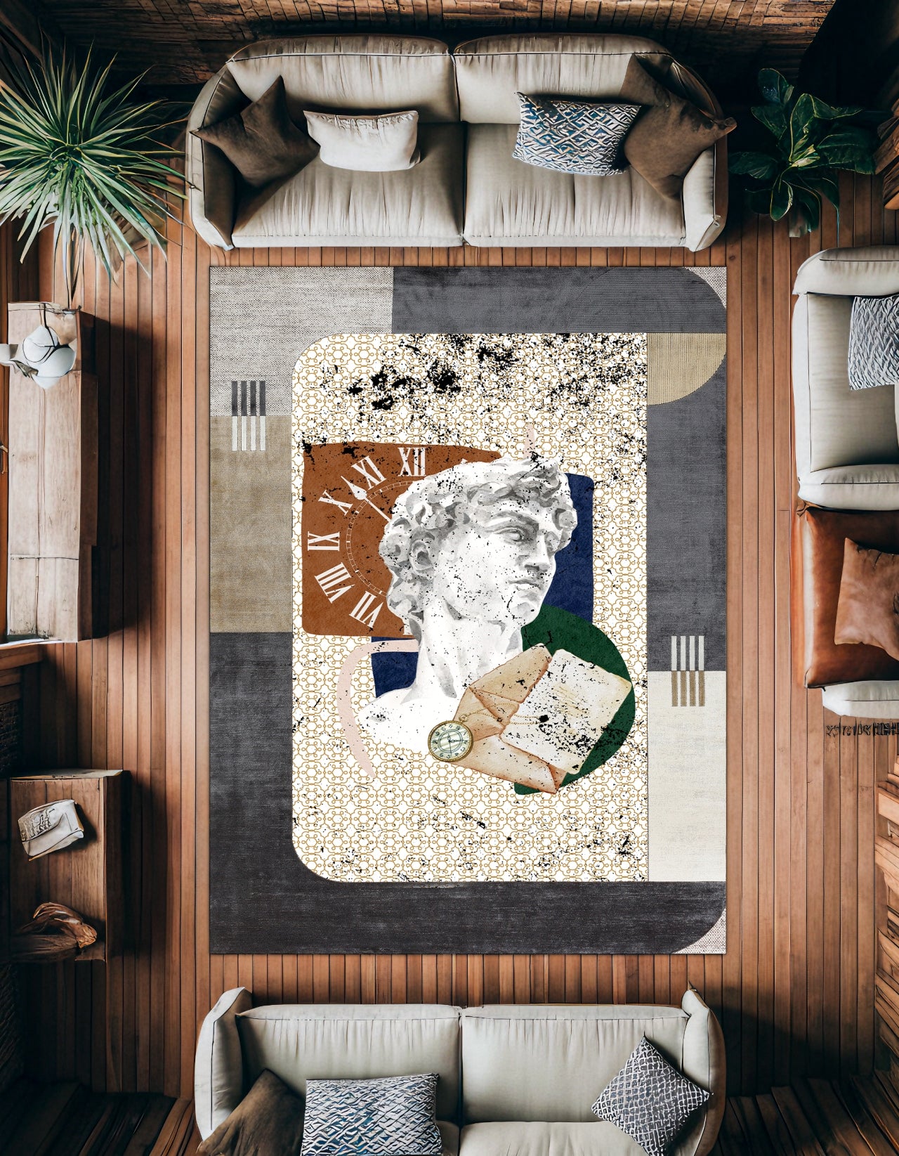 Apollo Desenli Kaymaz Tabanlı Yıkanabilir Halı