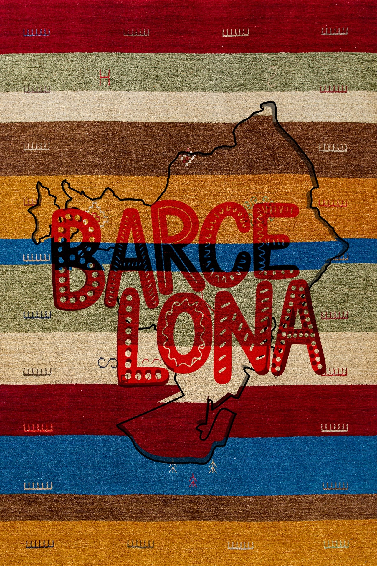 Barcelona Temalı Kaymaz Tabanlı Yıkanabilir Halı