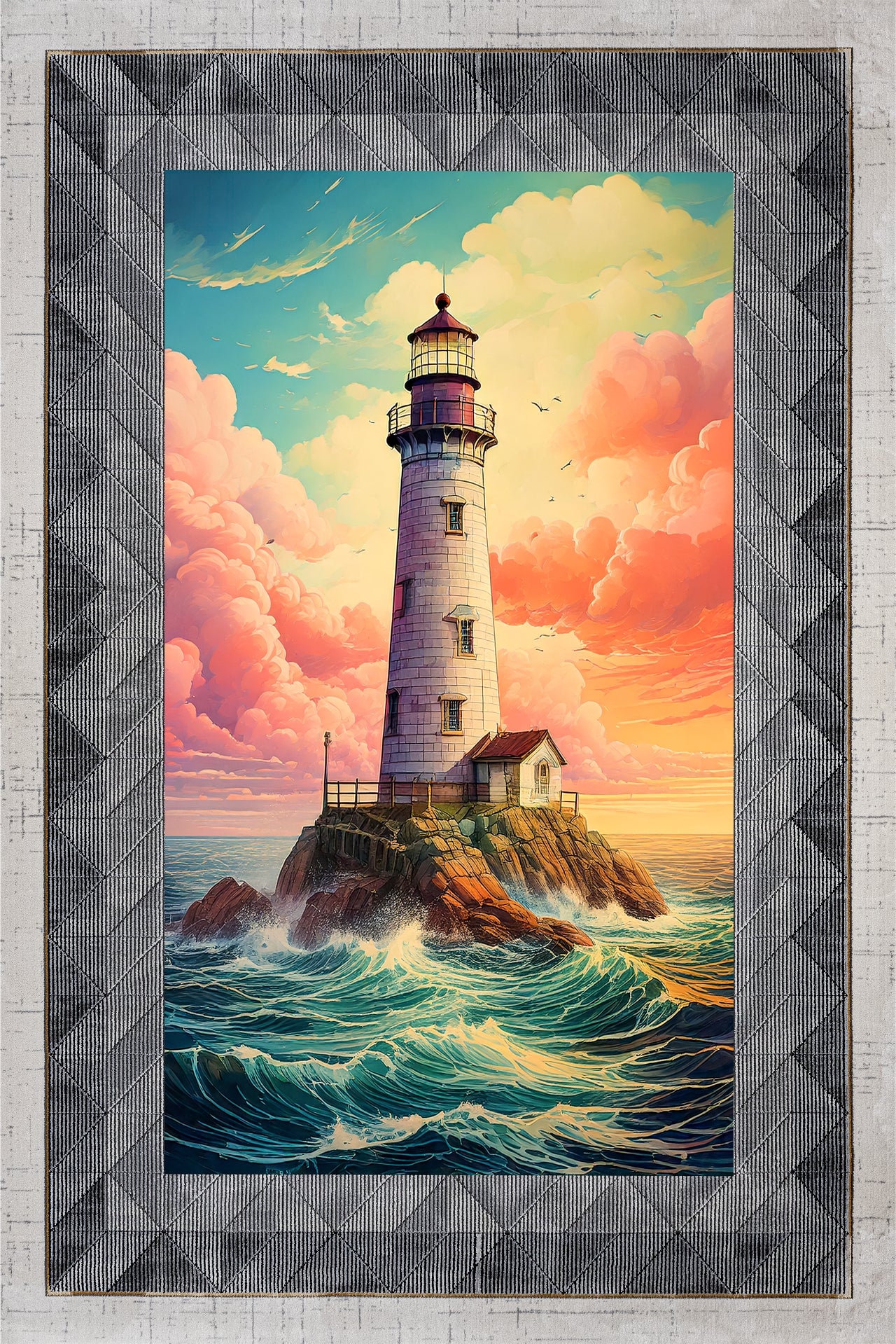 Deniz Feneri Kaymaz Tabanlı Yıkanabilir Halı