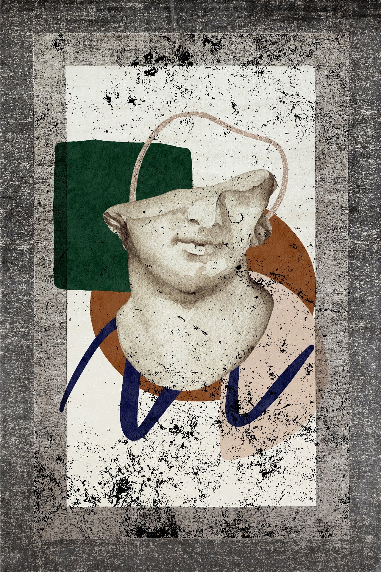 Mitolojik Roma Heykeli Kaymaz Tabanlı Yıkanabilir Halı