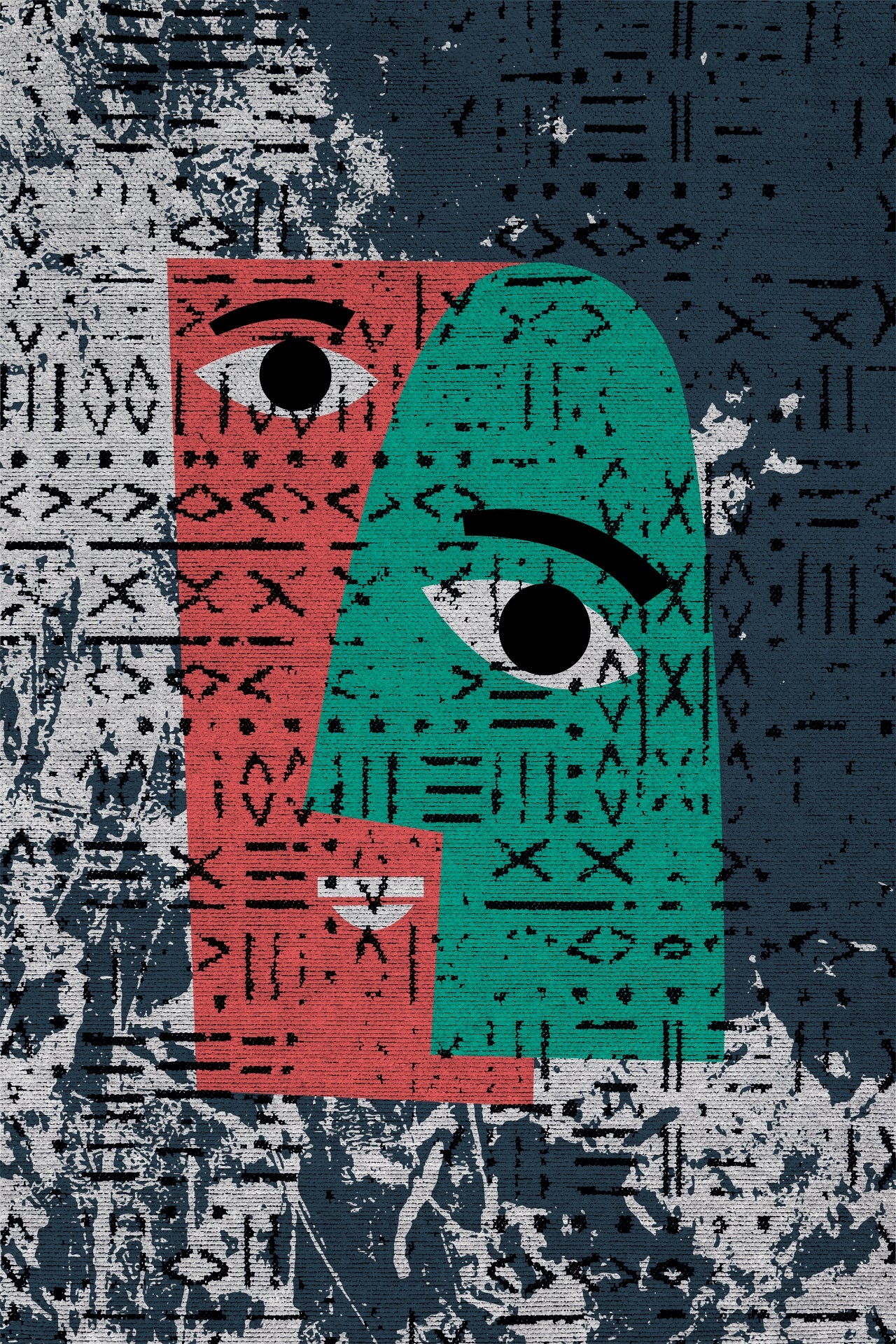 Soyut Desenli Kaymaz Tabanlı Yıkanabilir Halı