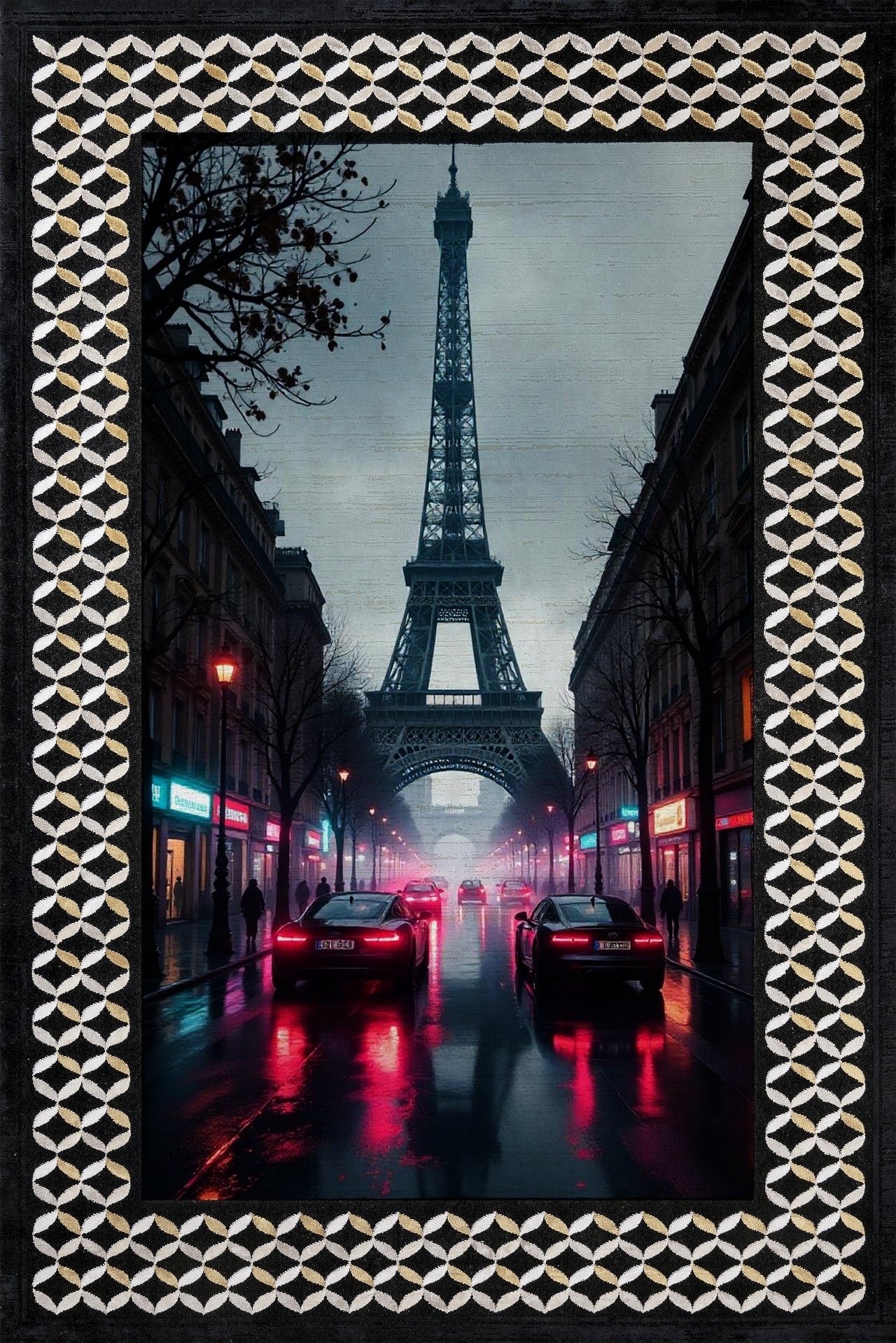 Eyfel Kulesi Kaymaz Tabanlı Yıkanabilir Halı