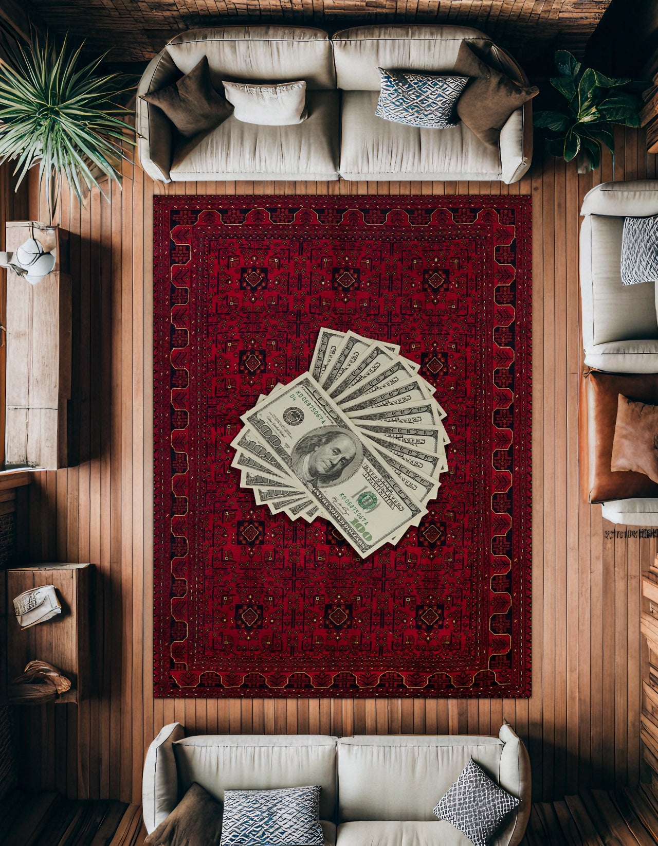 Money Order Kaymaz Tabanlı Yıkanabilir Halı