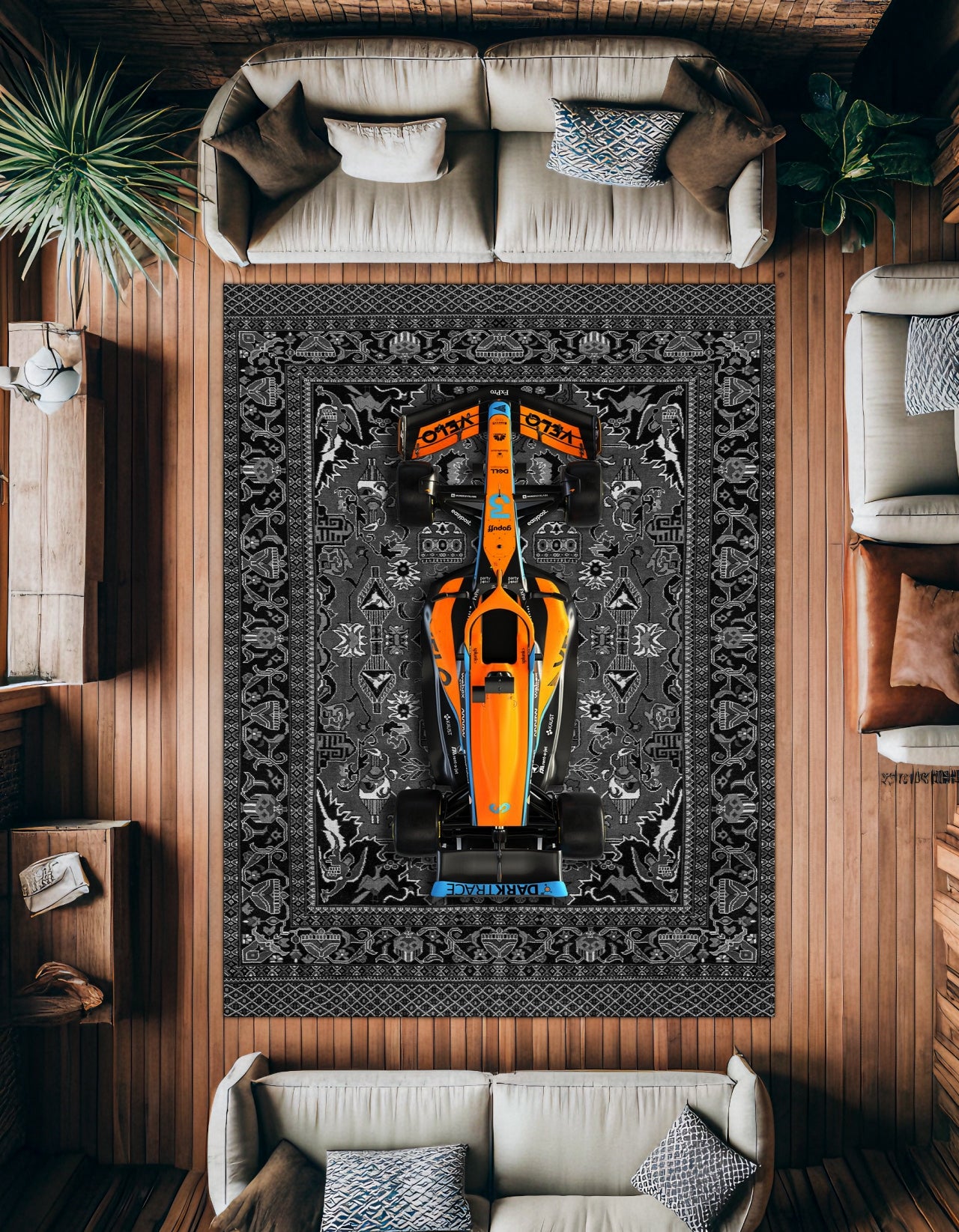 Formula 1 Kaymaz Tabanlı Yıkanabilir Halı