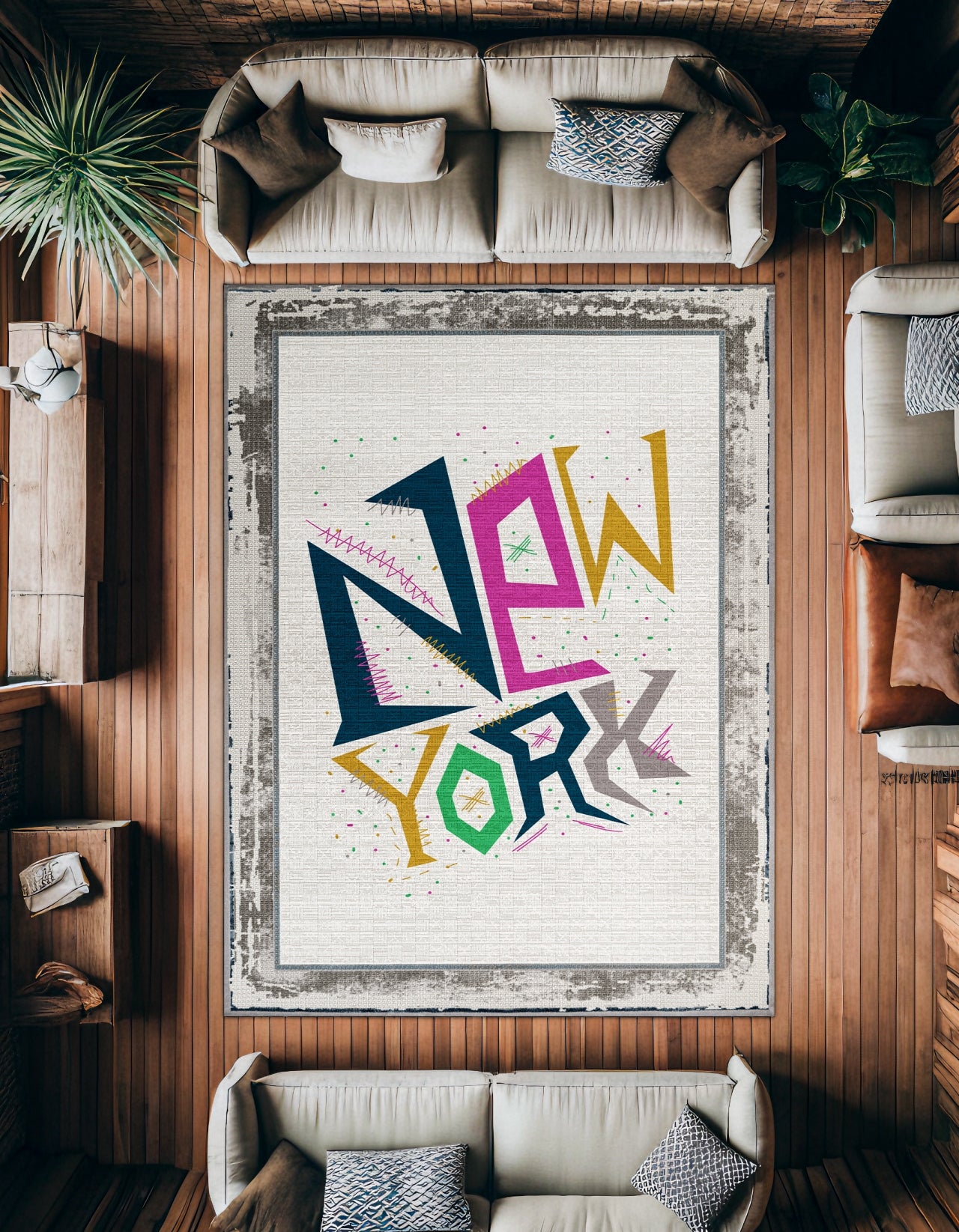 New York Kaymaz Tabanlı Yıkanabilir Halı