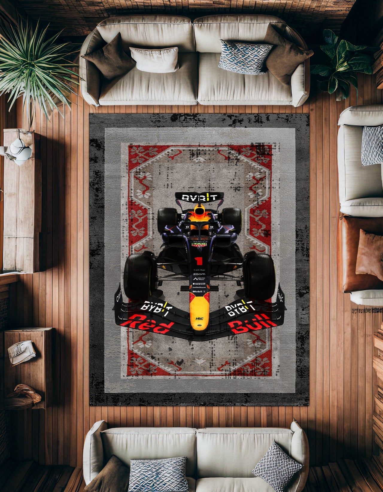 Formula 1 Kaymaz Tabanlı Yıkanabilir Halı