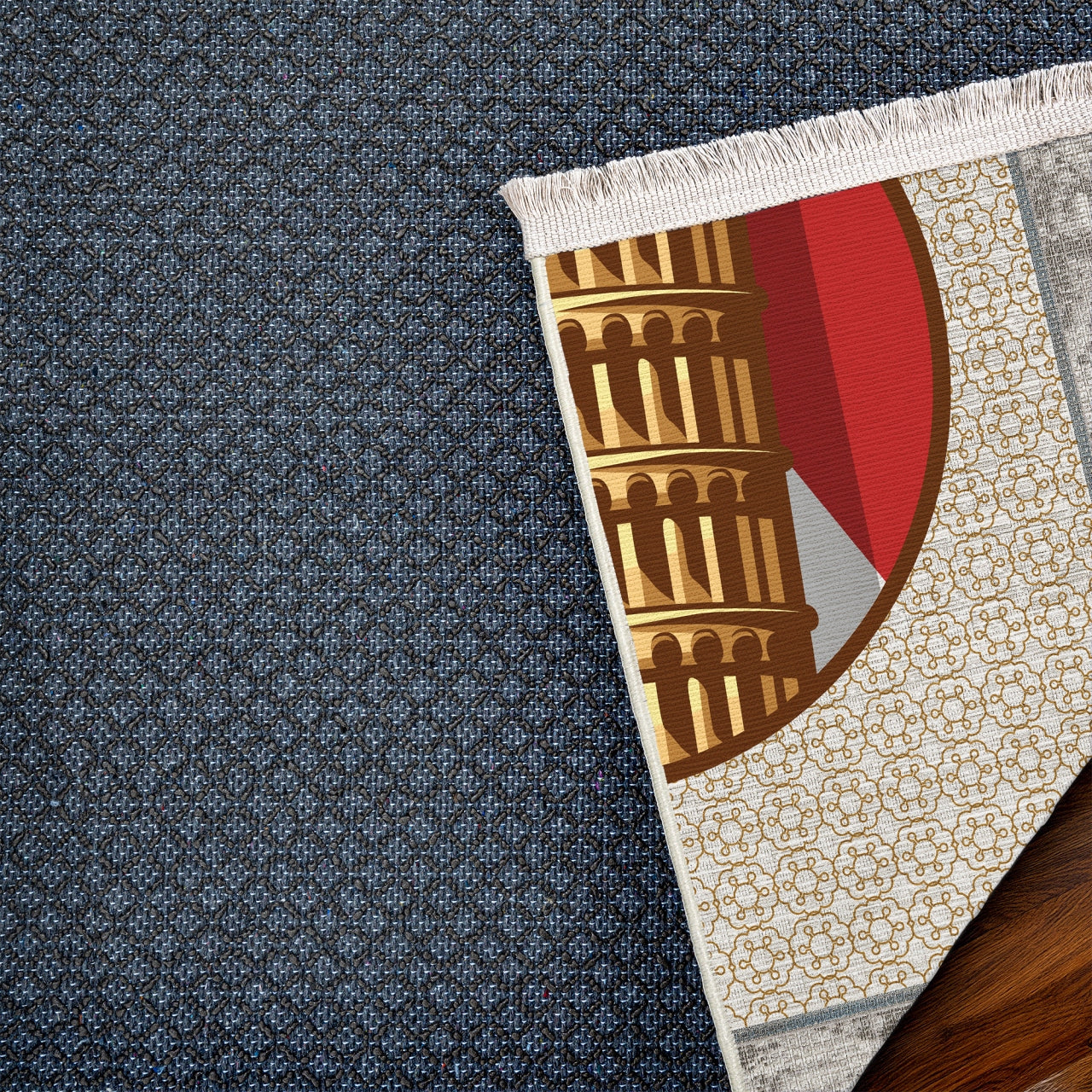 Pisa Kulesi Kaymaz Tabanlı Yıkanabilir Halı