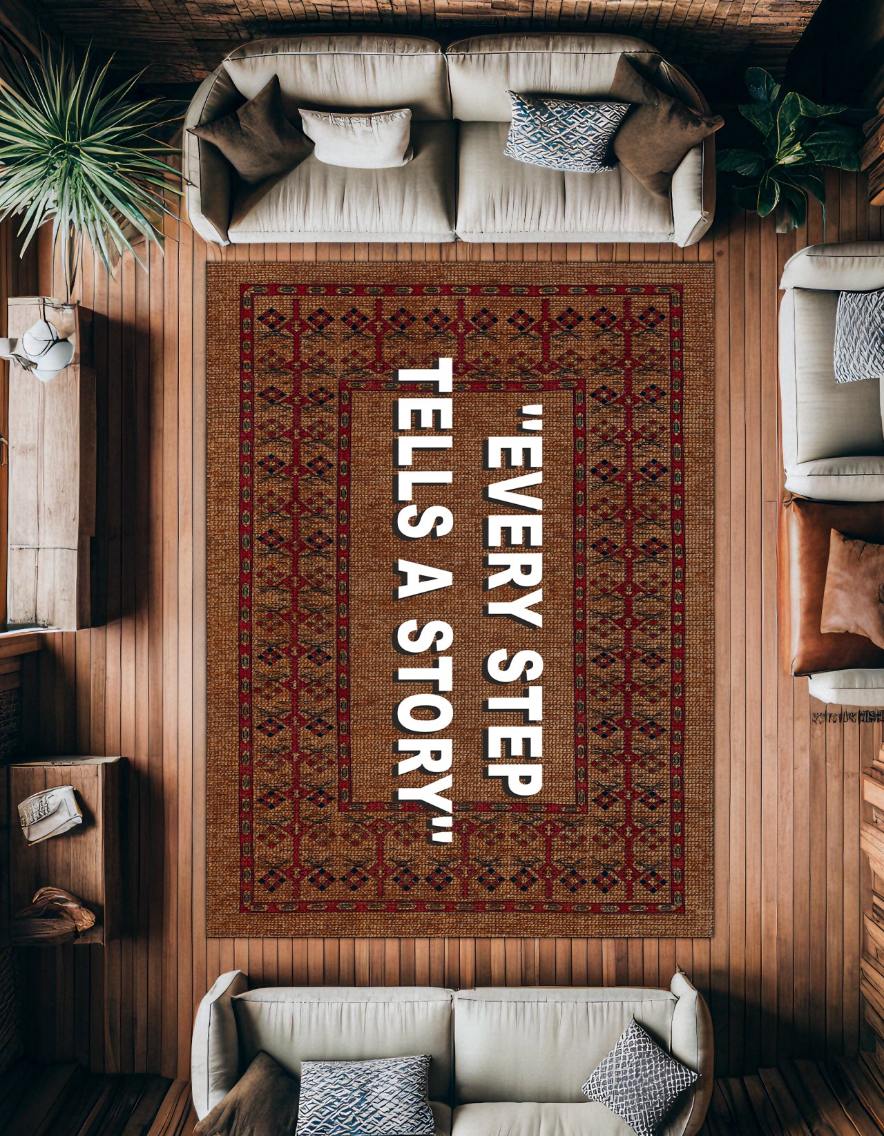 Every Step Tell Your Story Kaymaz Tabanlı Yıkanabilir Halı