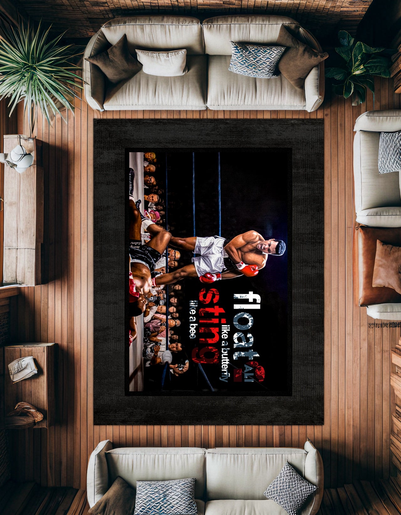 Boks Detaylı Kaymaz Tabanlı Yıkanabilir Halı