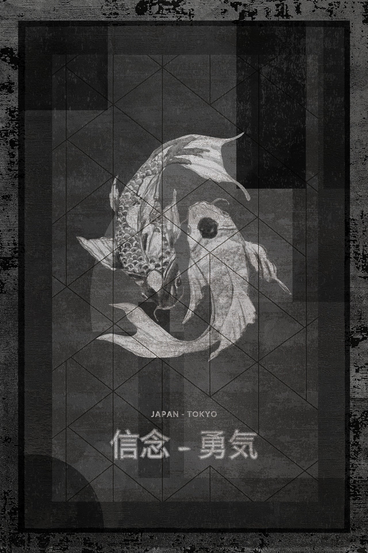 Koi Balıkları Kaymaz Tabanlı Yıkanabilir Halı