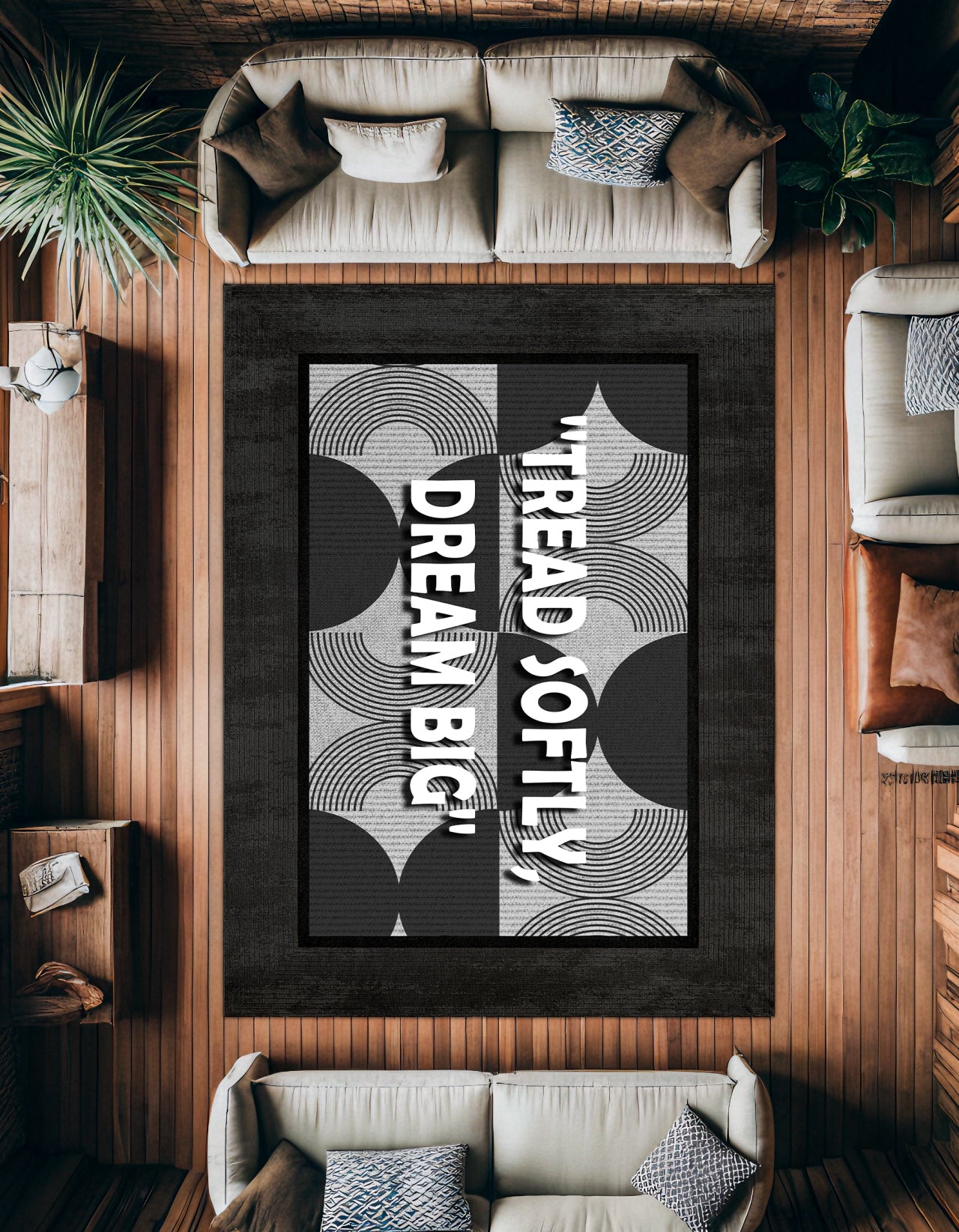 Tread Softly Dream Big Kaymaz Tabanlı Yıkanabilir Halı