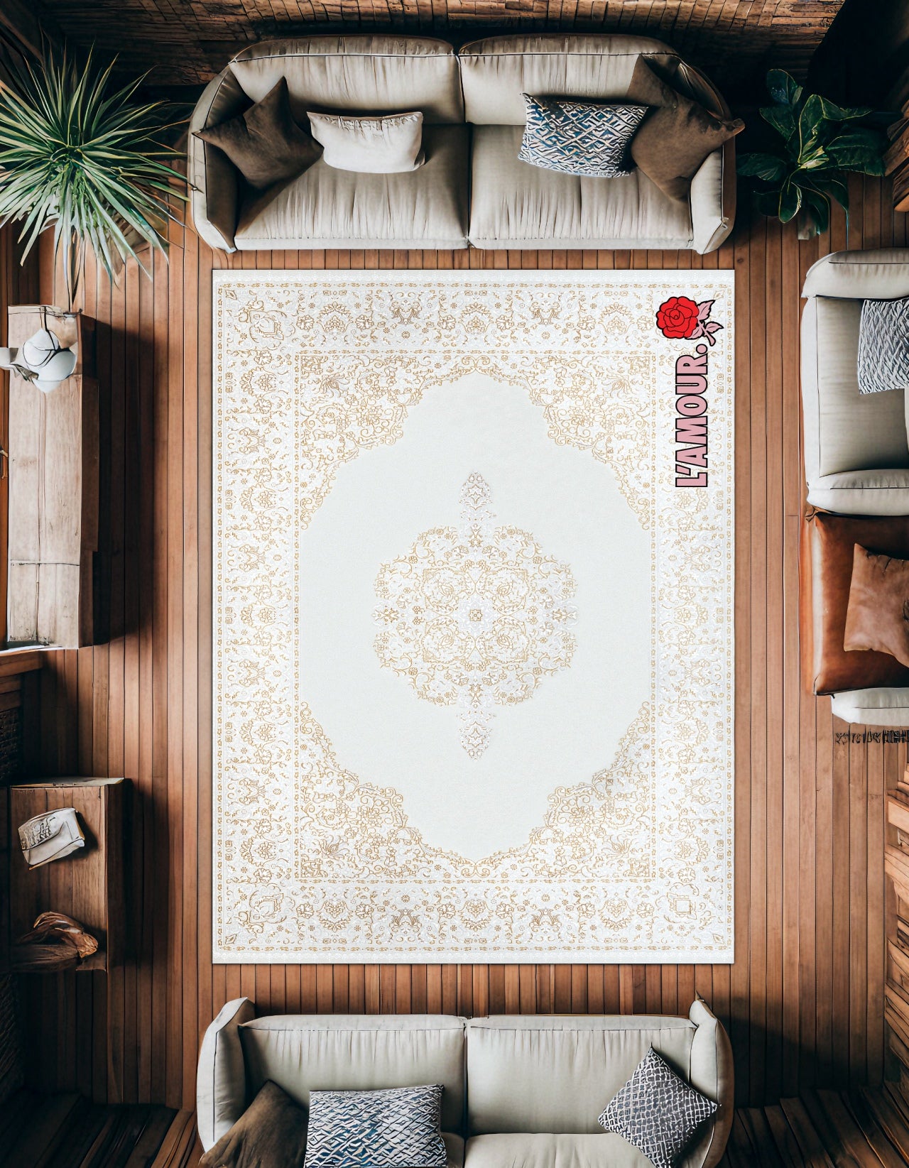 L'amour Kaymaz Tabanlı Yıkanabilir Halı