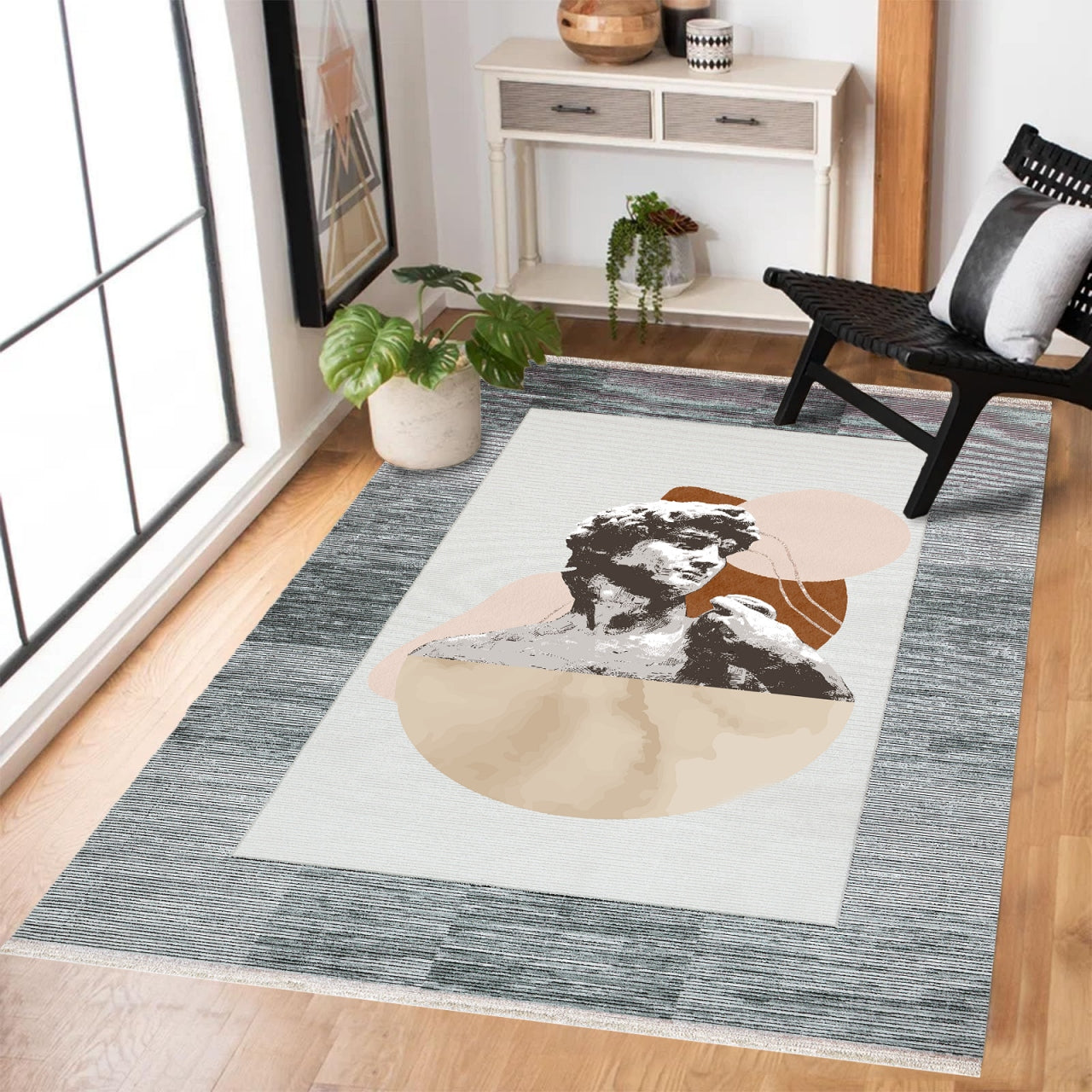 Michelangelo David Kaymaz Tabanlı Yıkanabilir Halı