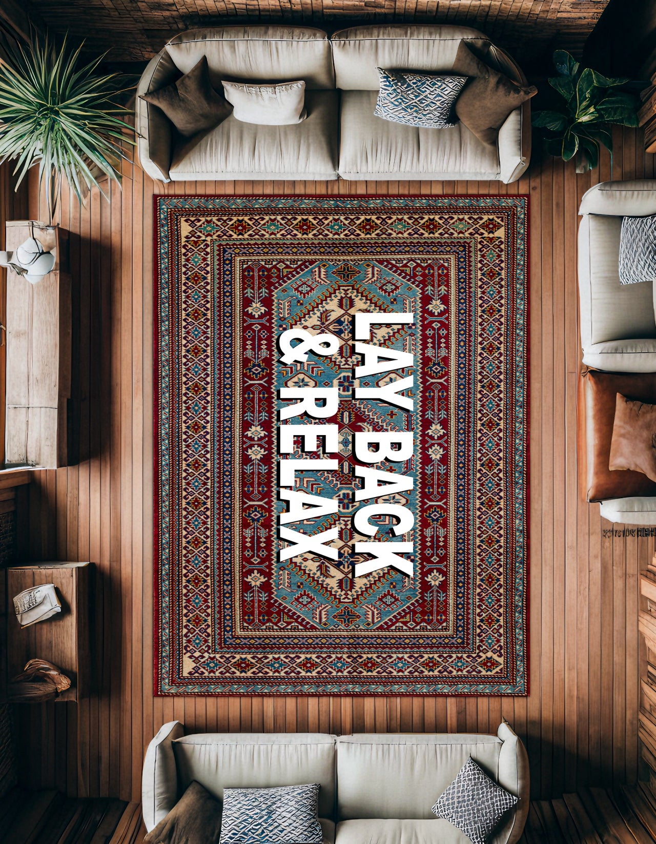 Lay Back&Relax Kaymaz Tabanlı Yıkanabilir Halı