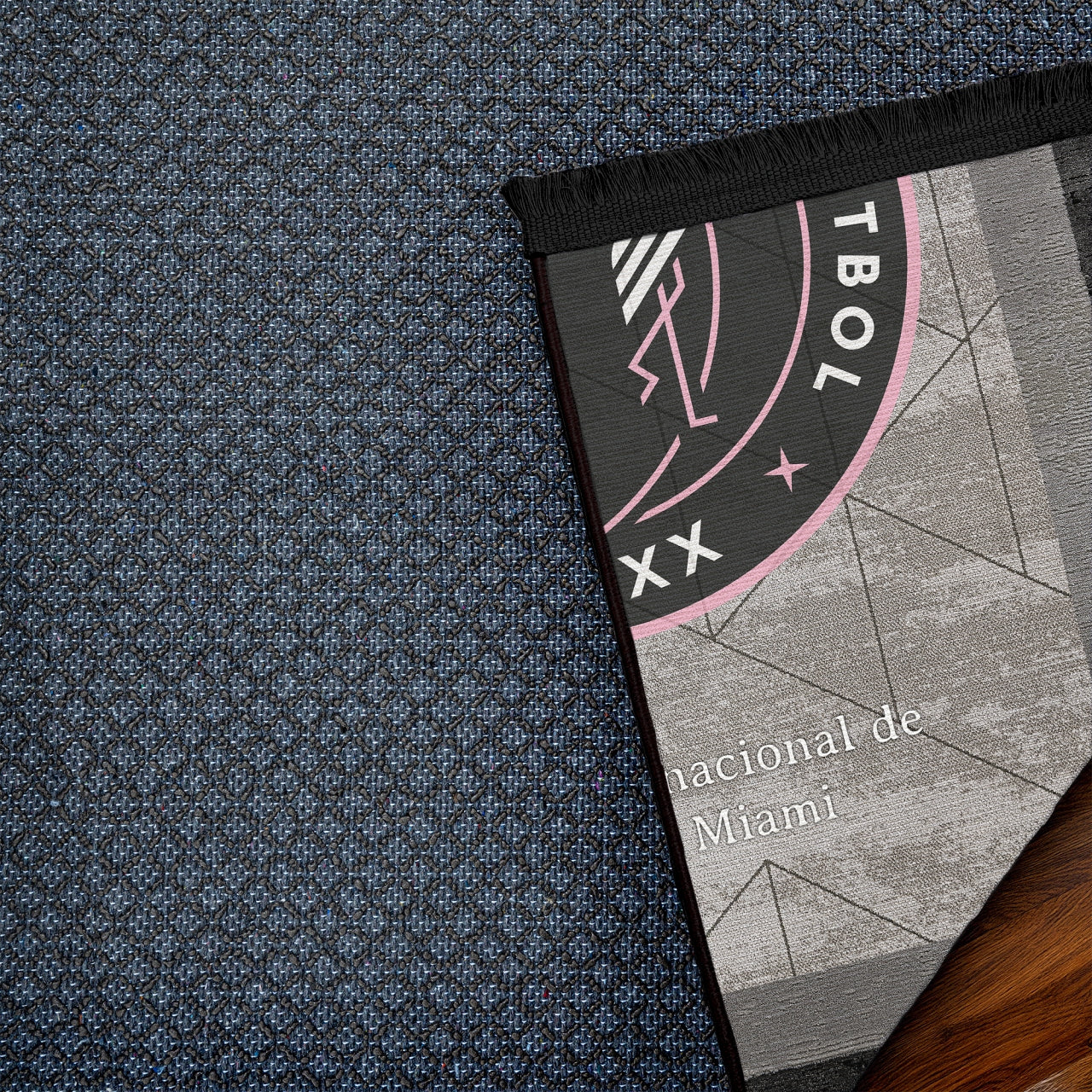 INTER MıAMI CF Gri Detaylı Yıkanabilir Kaymaz Tabanlı Halı