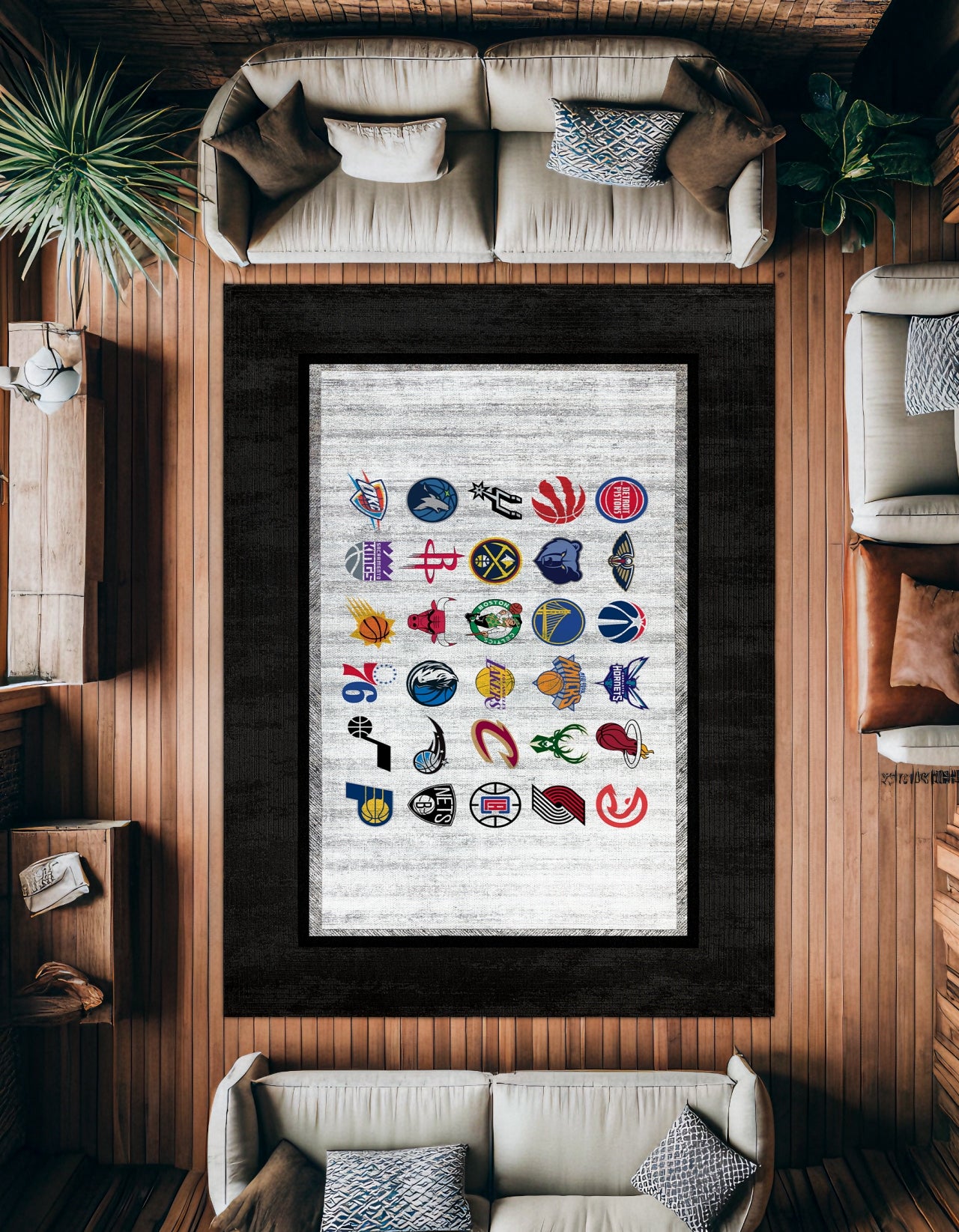 NBA Takımları Kaymaz Tabanlı Yıkanabilir Halı