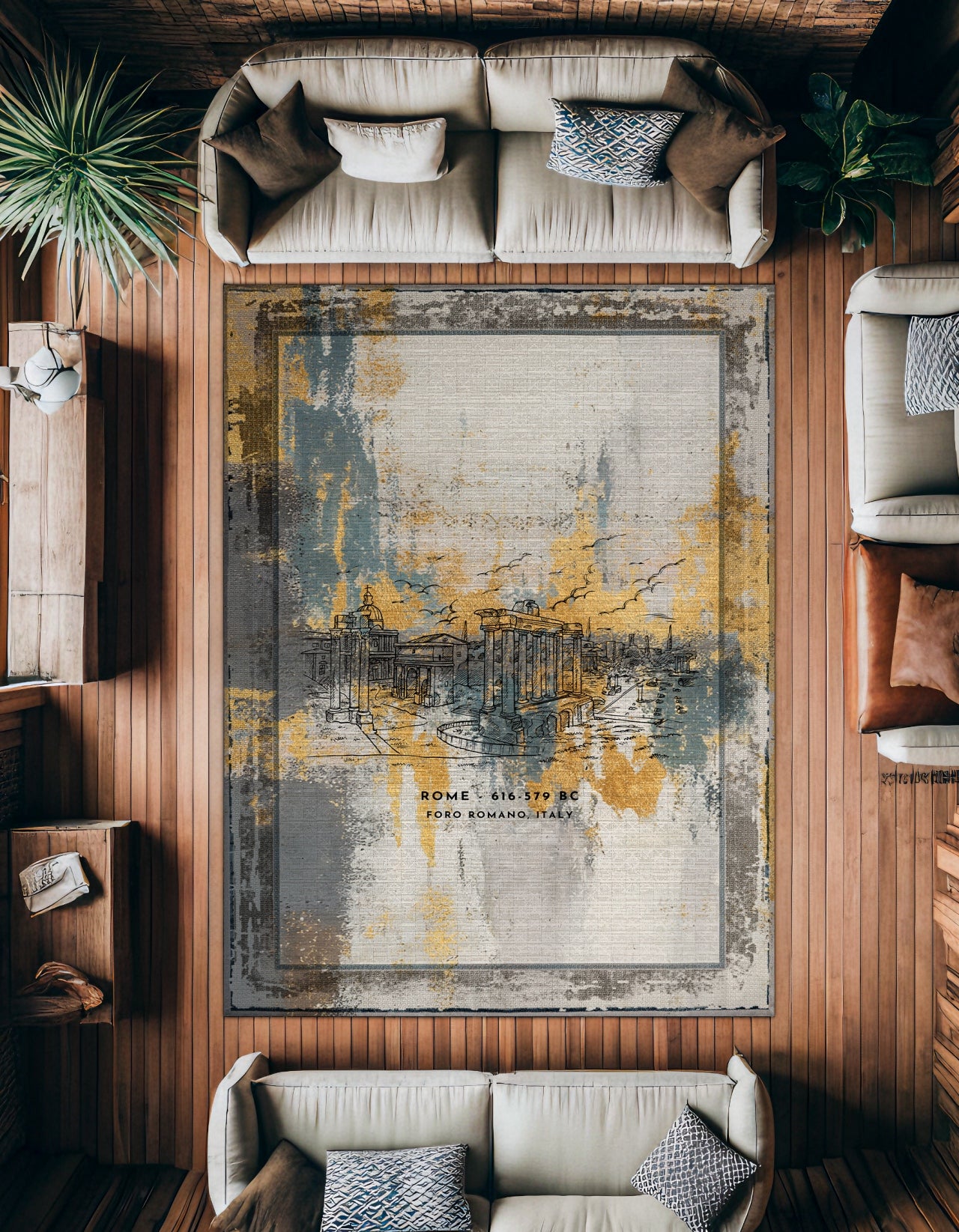 Foro Romana Italy Kaymaz Tabanlı Yıkanabilir Halı