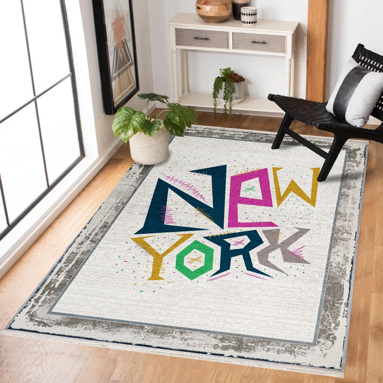 New York Kaymaz Tabanlı Yıkanabilir Halı