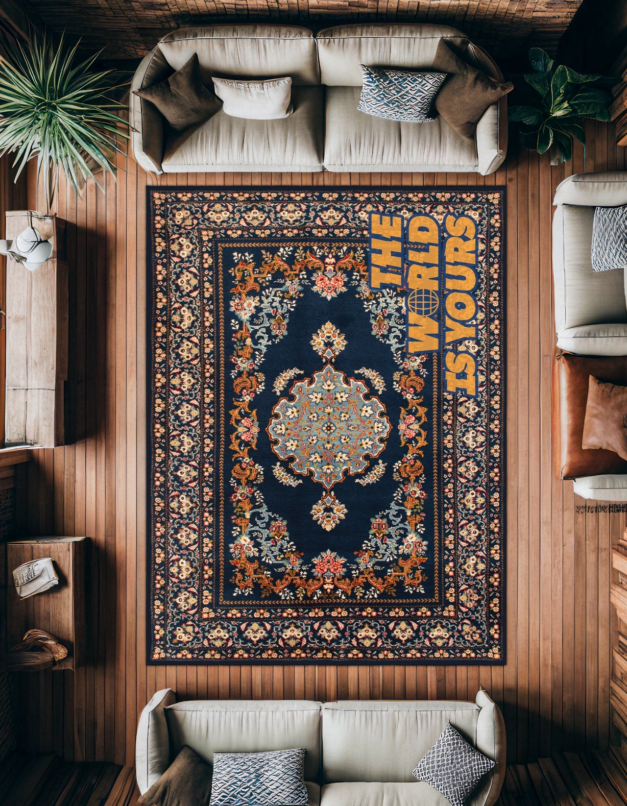 The World Is Yours Kaymaz Tabanlı Yıkanabilir Halı