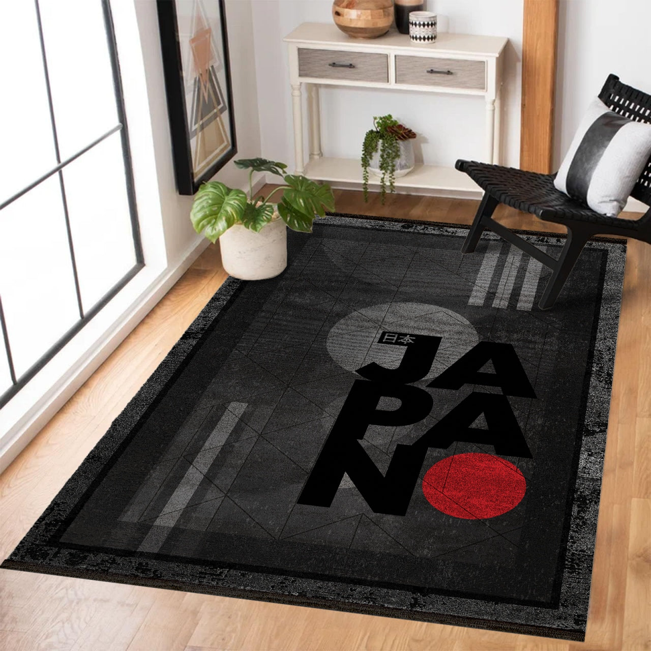 Japonya Temalı Kaymaz Tabanlı Yıkanabilir Halı