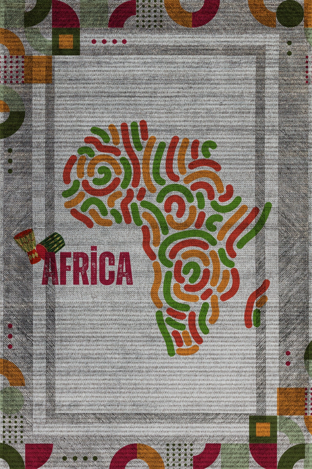 Afrika Kıtası Kaymaz Tabanlı Yıkanabilir Halı