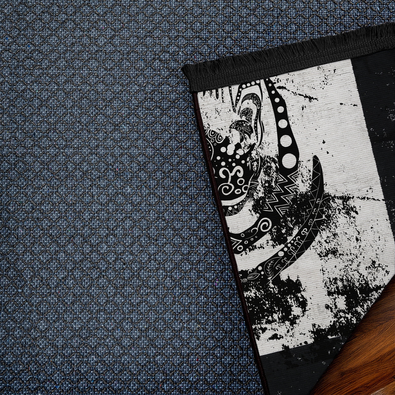 Zebra Desenli Kaymaz Tabanlı Yıkanabilir Halı