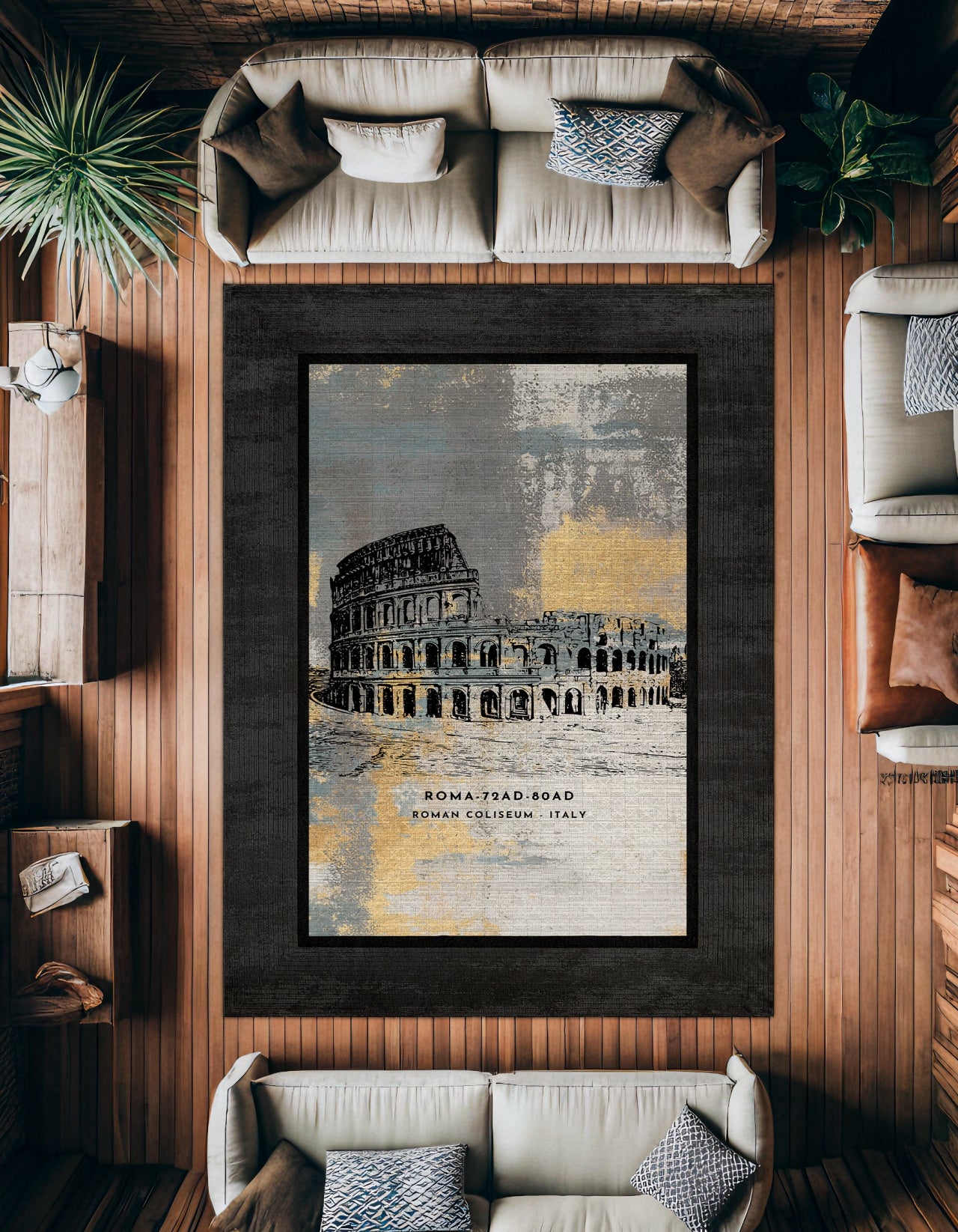 Collesium Temalı Kaymaz Tabanlı Yıkanabilir Halı