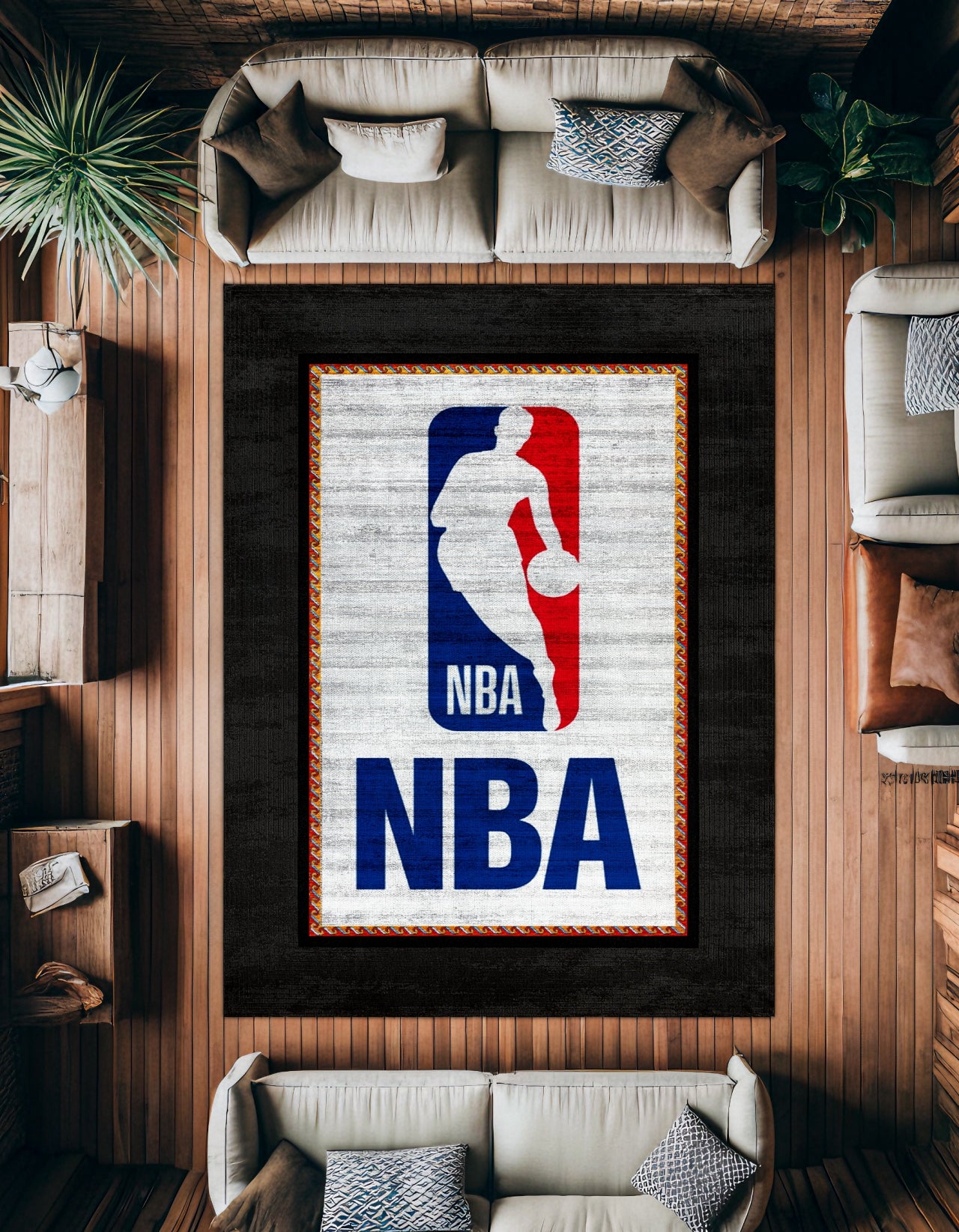 Nba Temalı Kaymaz Tabanlı Yıkanabilir Halı