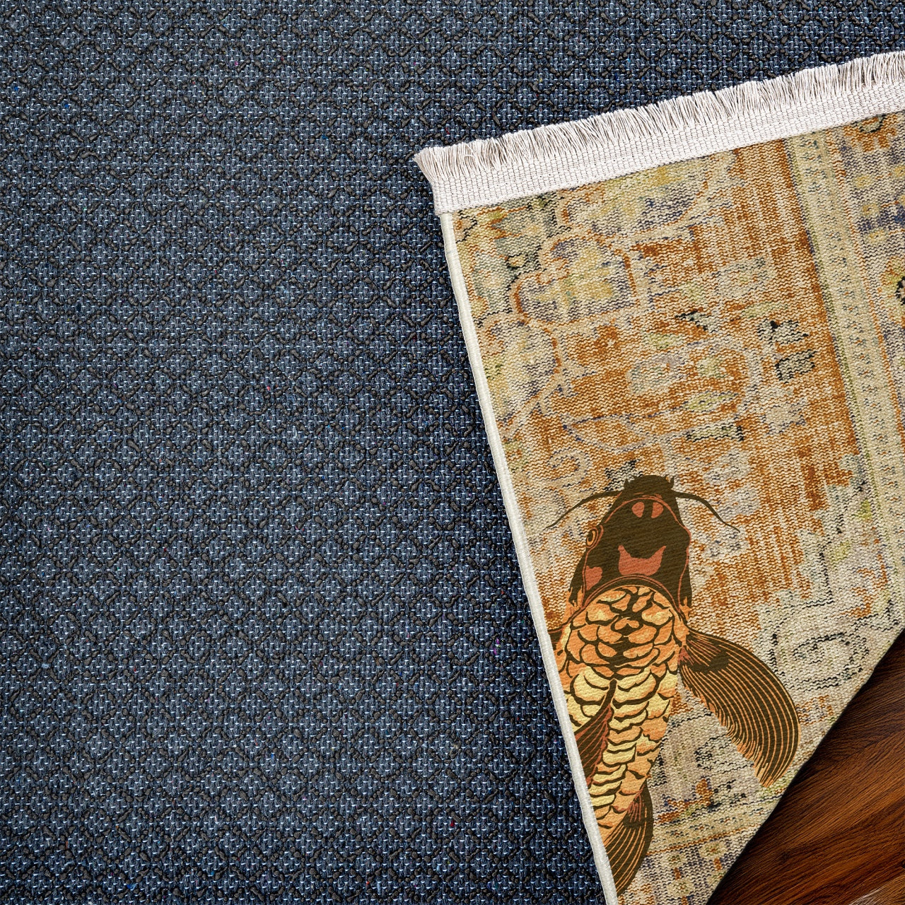 RUSTİK KOİ Yıkanabilir Kaymaz Tabanlı Halı