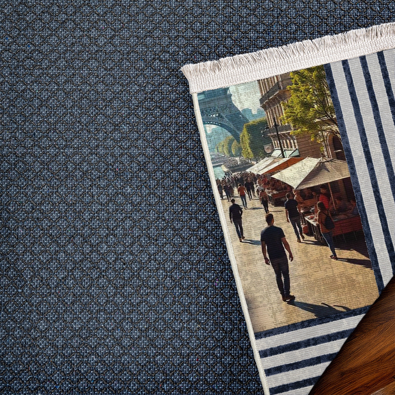 Eyfel Kulesi Kaymaz Tabanlı Yıkanabilir Halı