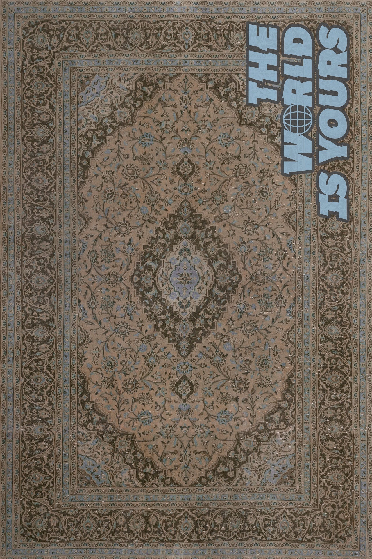 Etnik Slogan Kaymaz Tabanlı Yıkanabilir Halı