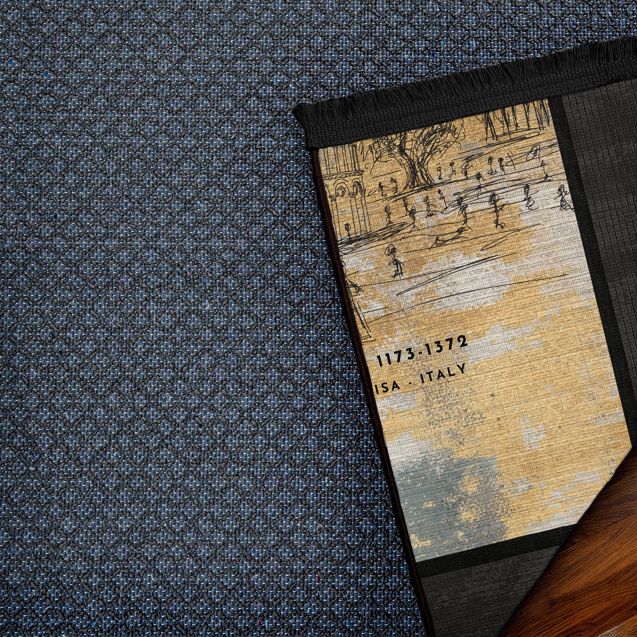 Italy-Toskana Pisa Kulesi Temalı Kaymaz Tabanlı Yıkanabilir Halı