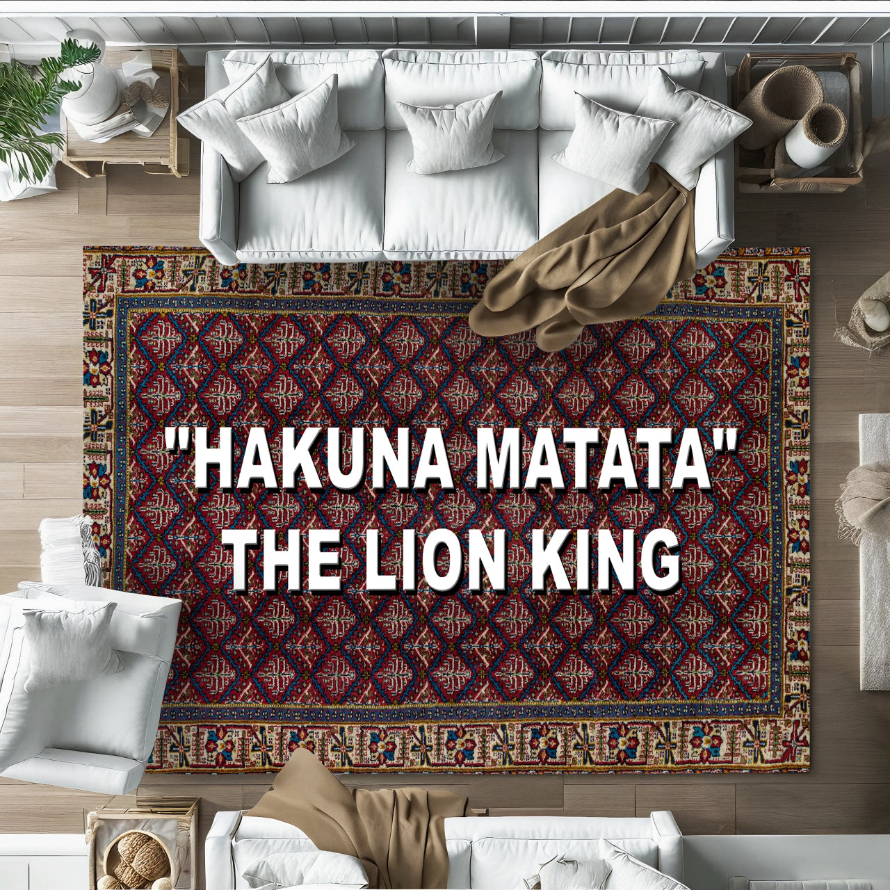 Hakuna Matata Kaymaz Tabanlı Yıkanabilir Halı