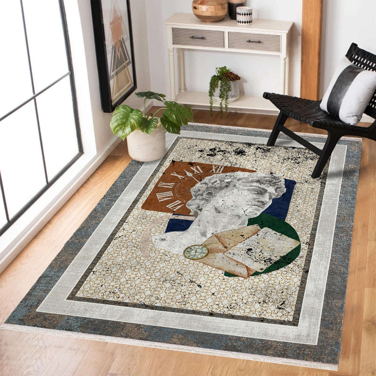 Caeser Desenli Kaymaz Tabanlı Yıkanabilir Halı