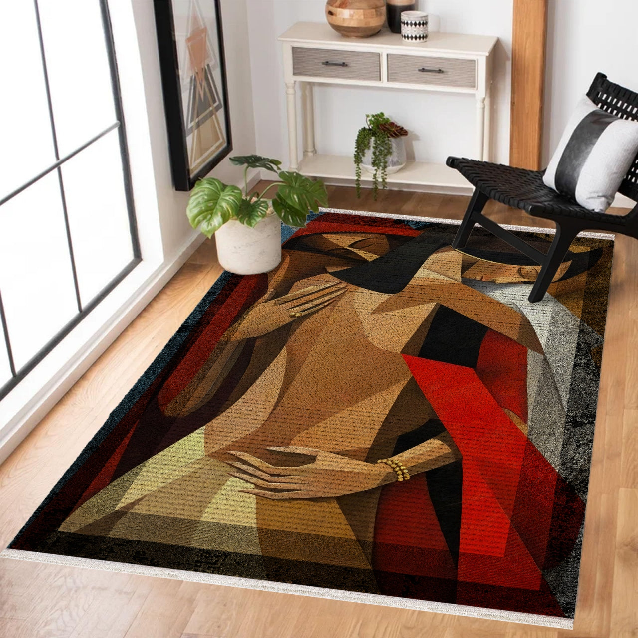 Abstract Hud Kaymaz Tabanlı Yıkanabilir Halı