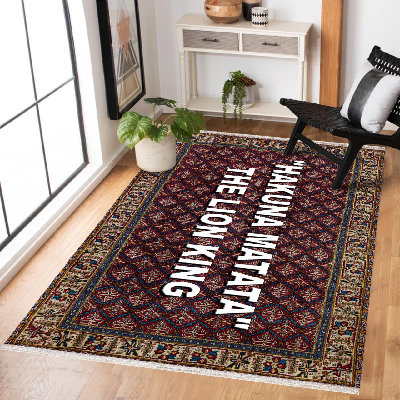 Hakuna Matata Kaymaz Tabanlı Yıkanabilir Halı