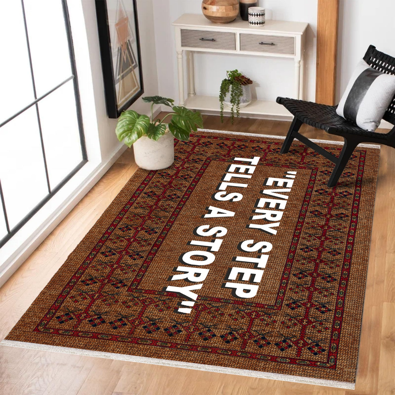 Every Step Tell Your Story Kaymaz Tabanlı Yıkanabilir Halı