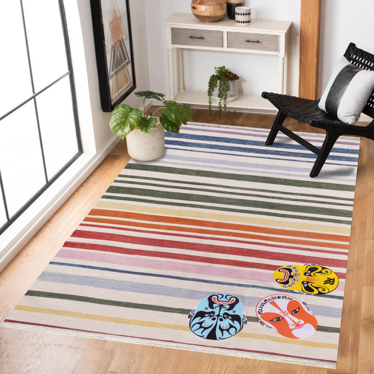 Carnaval Stripes Kaymaz Tabanlı Yıkanabilir Halı