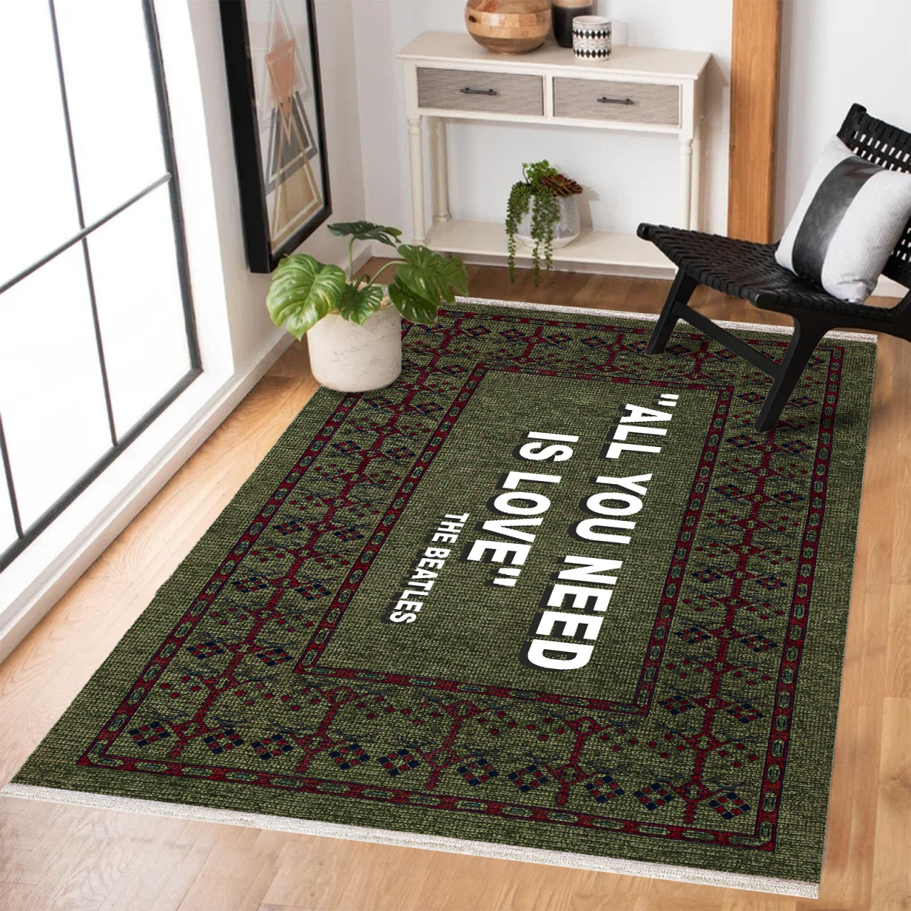 All You Need Is Love Kaymaz Tabanlı Yıkanabilir Halı