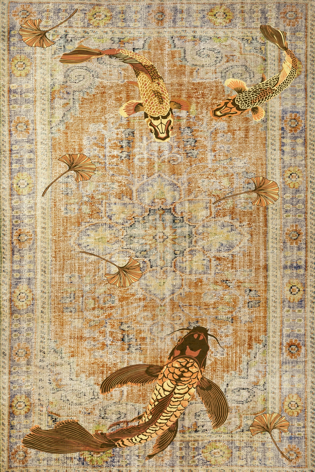 RUSTİK KOİ Yıkanabilir Kaymaz Tabanlı Halı