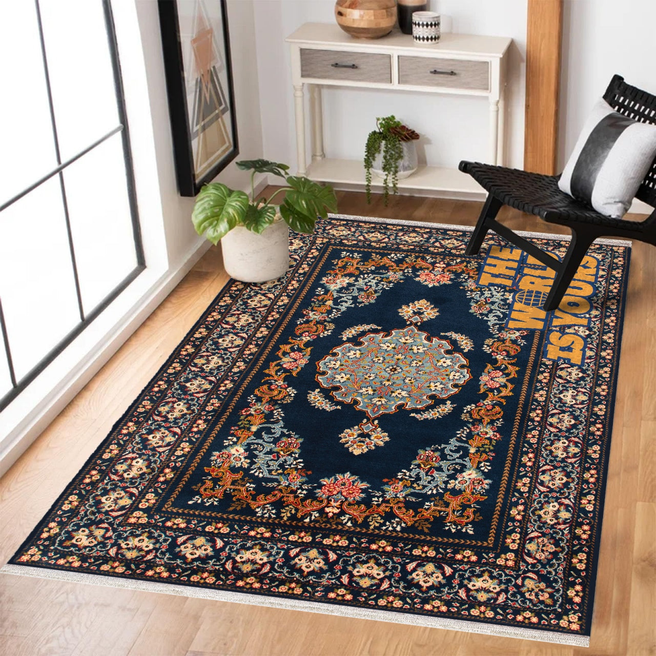 The World Is Yours Kaymaz Tabanlı Yıkanabilir Halı