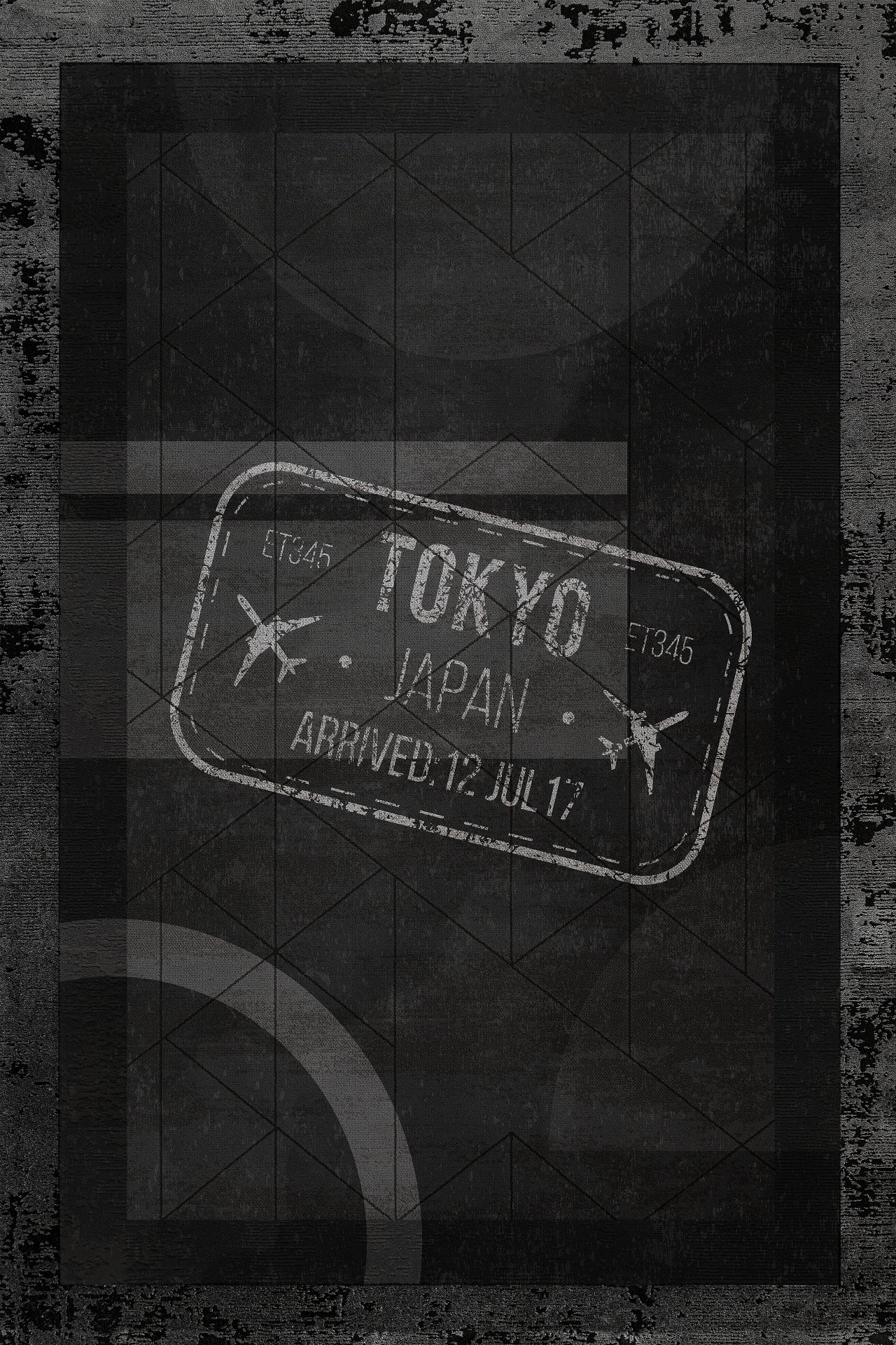 Siyah Tokyo Temalı Kaymaz Tabanlı Yıkanabilir Halı