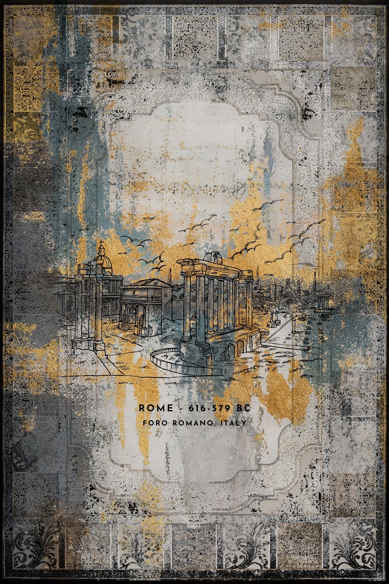 Foro Romano Kaymaz Tabanlı Yıkanabilir Halı