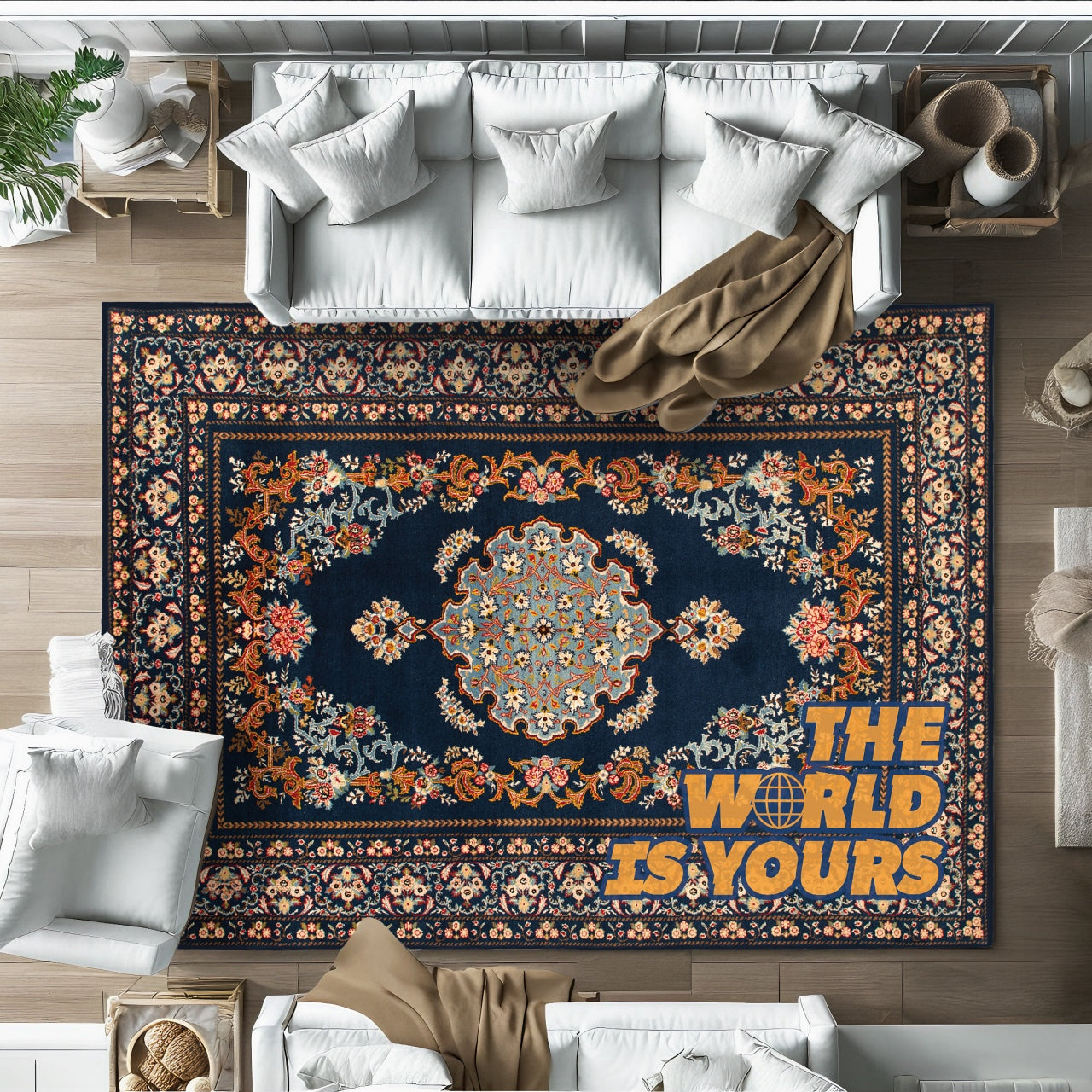 The World Is Yours Kaymaz Tabanlı Yıkanabilir Halı