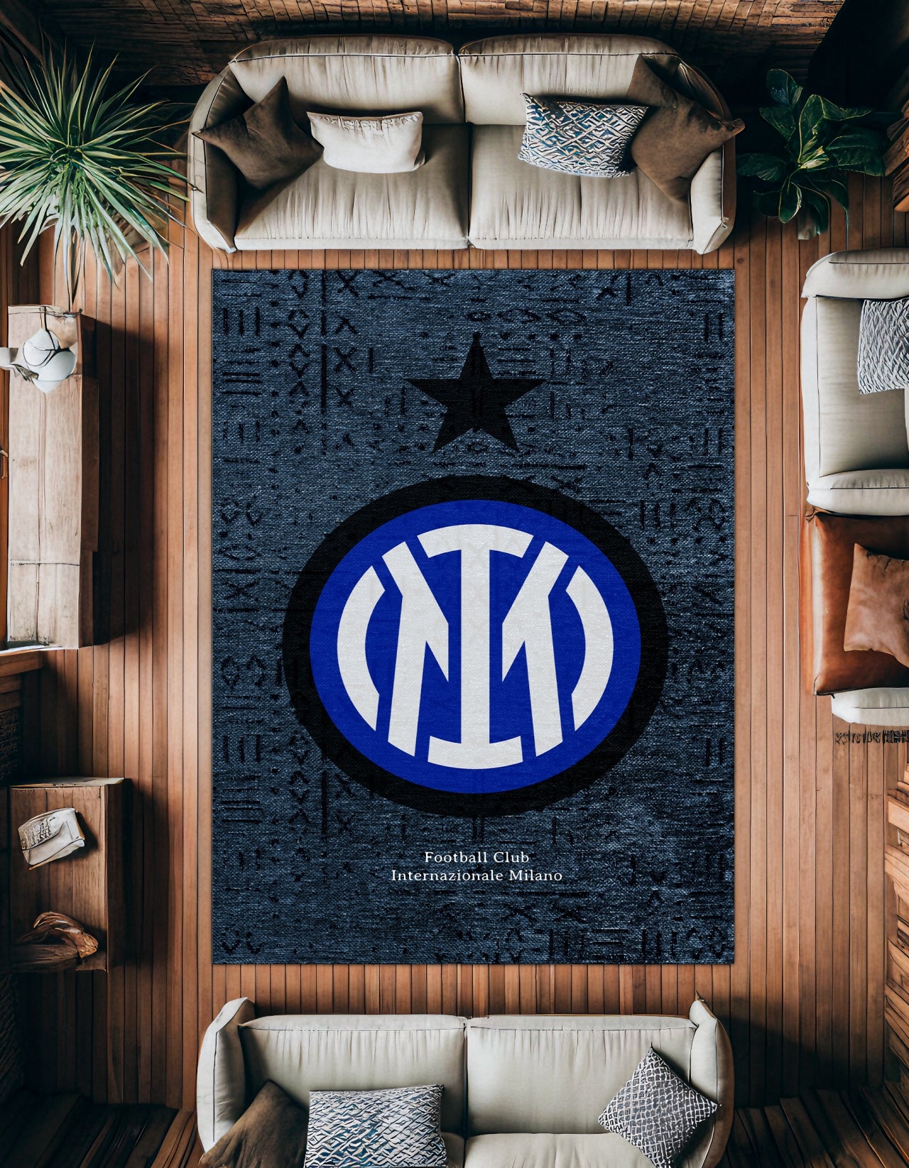 INTER MILAN Yıkanabilir Kaymaz Tabanlı Halı