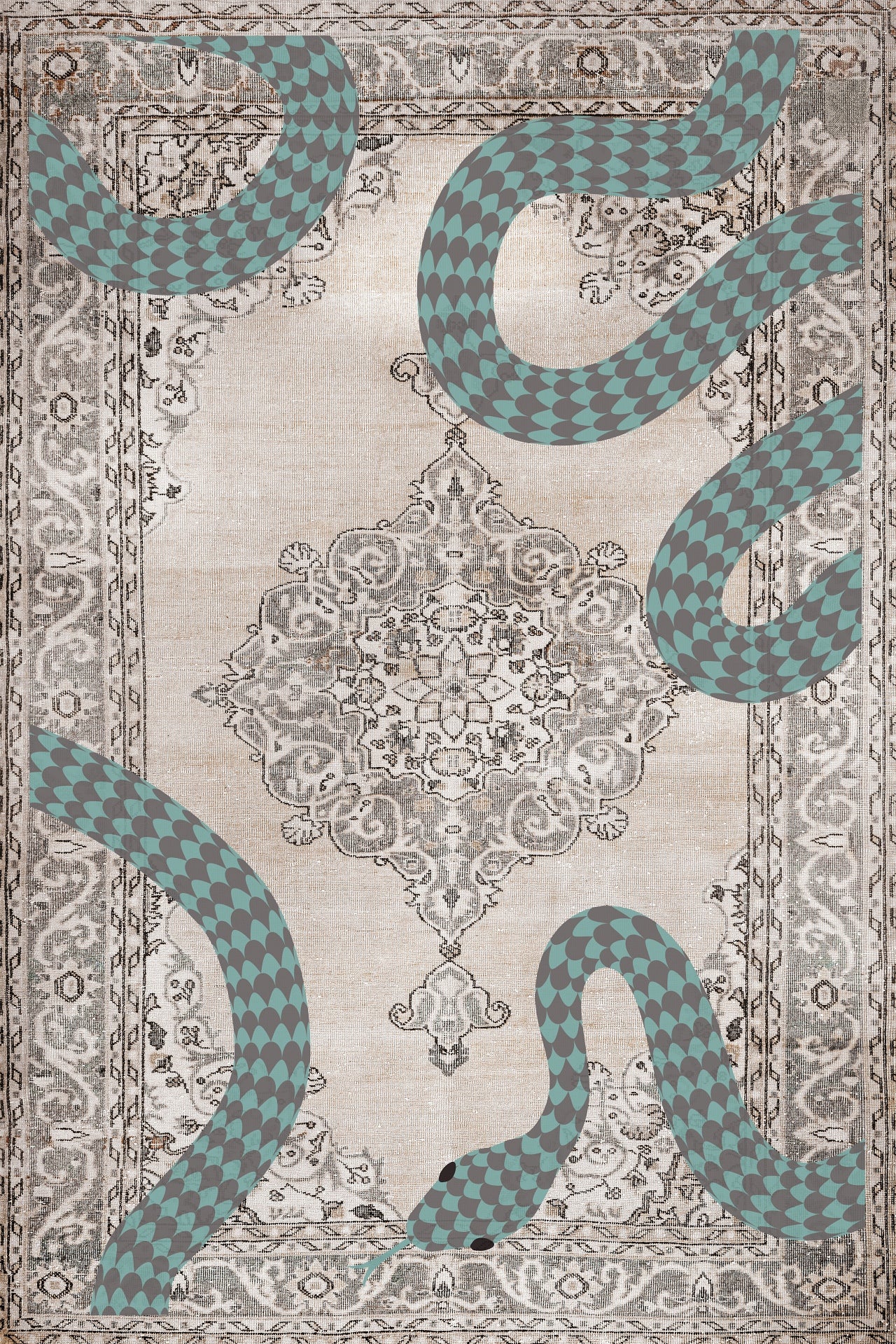 MİSTİK SERPENT Yıkanabilir Kaymaz Tabanlı Halı