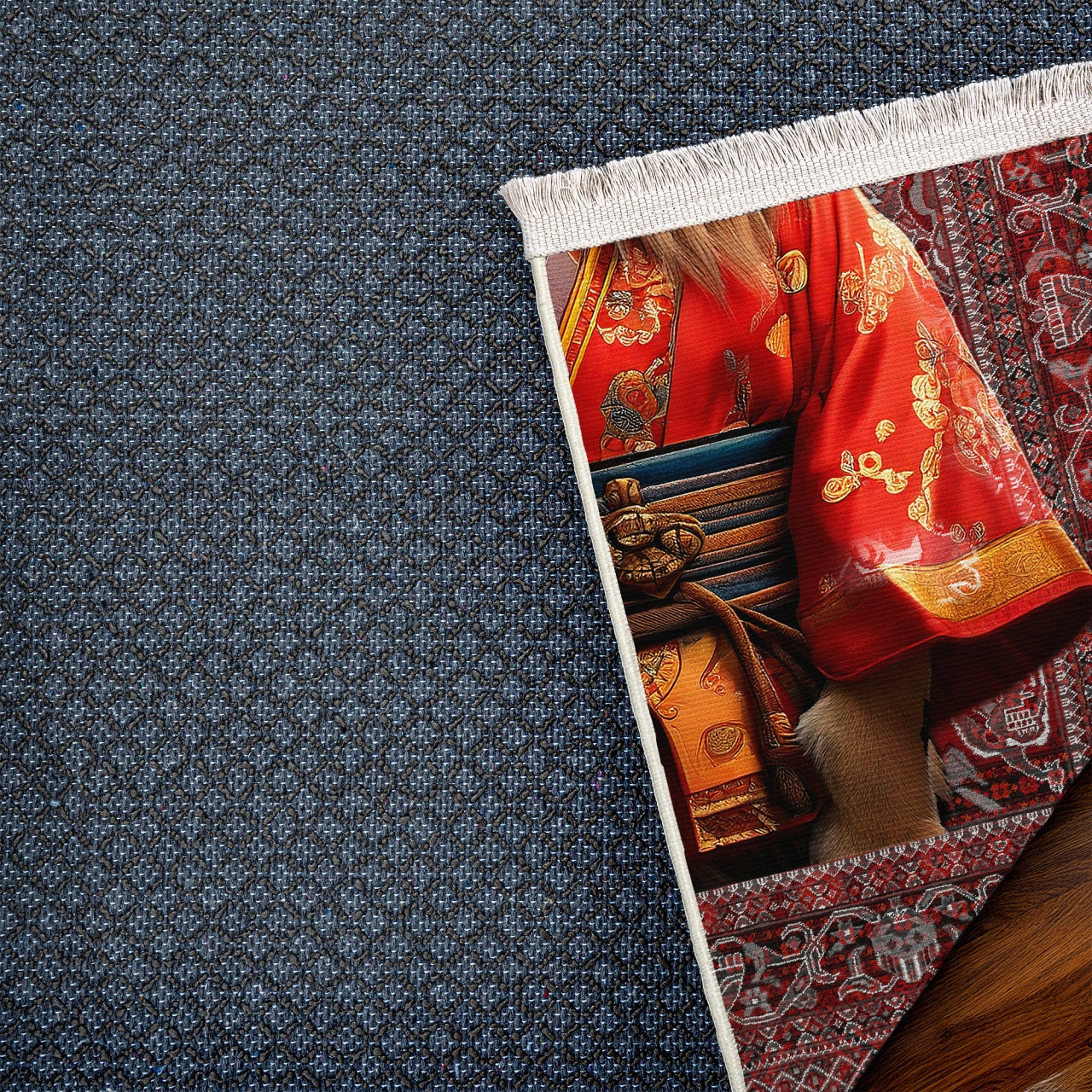 Samuray Aslan Desenli Halı Kaymaz Tabanlı Yıkanabilir Halı