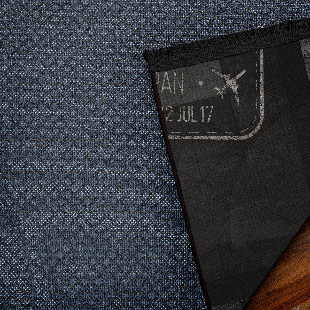 Siyah Tokyo Temalı Kaymaz Tabanlı Yıkanabilir Halı