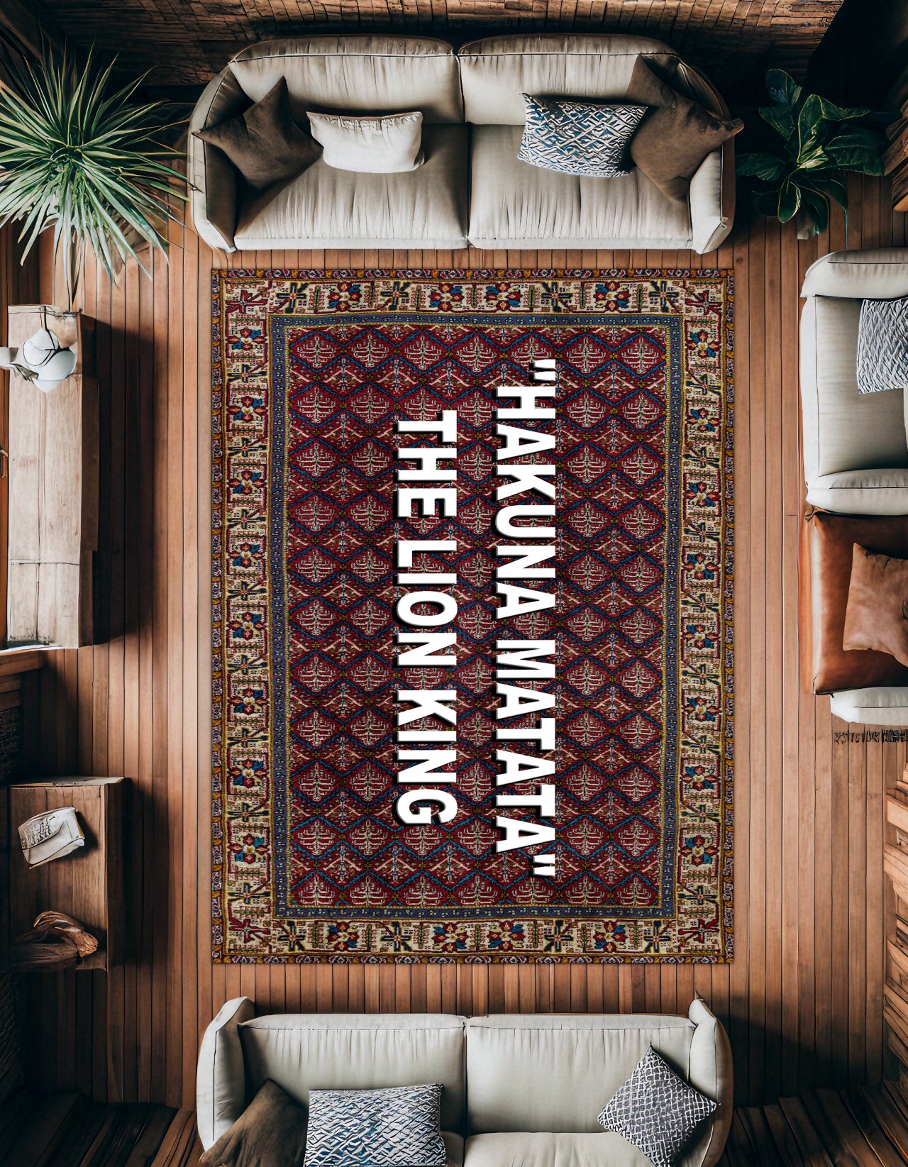 Hakuna Matata Kaymaz Tabanlı Yıkanabilir Halı