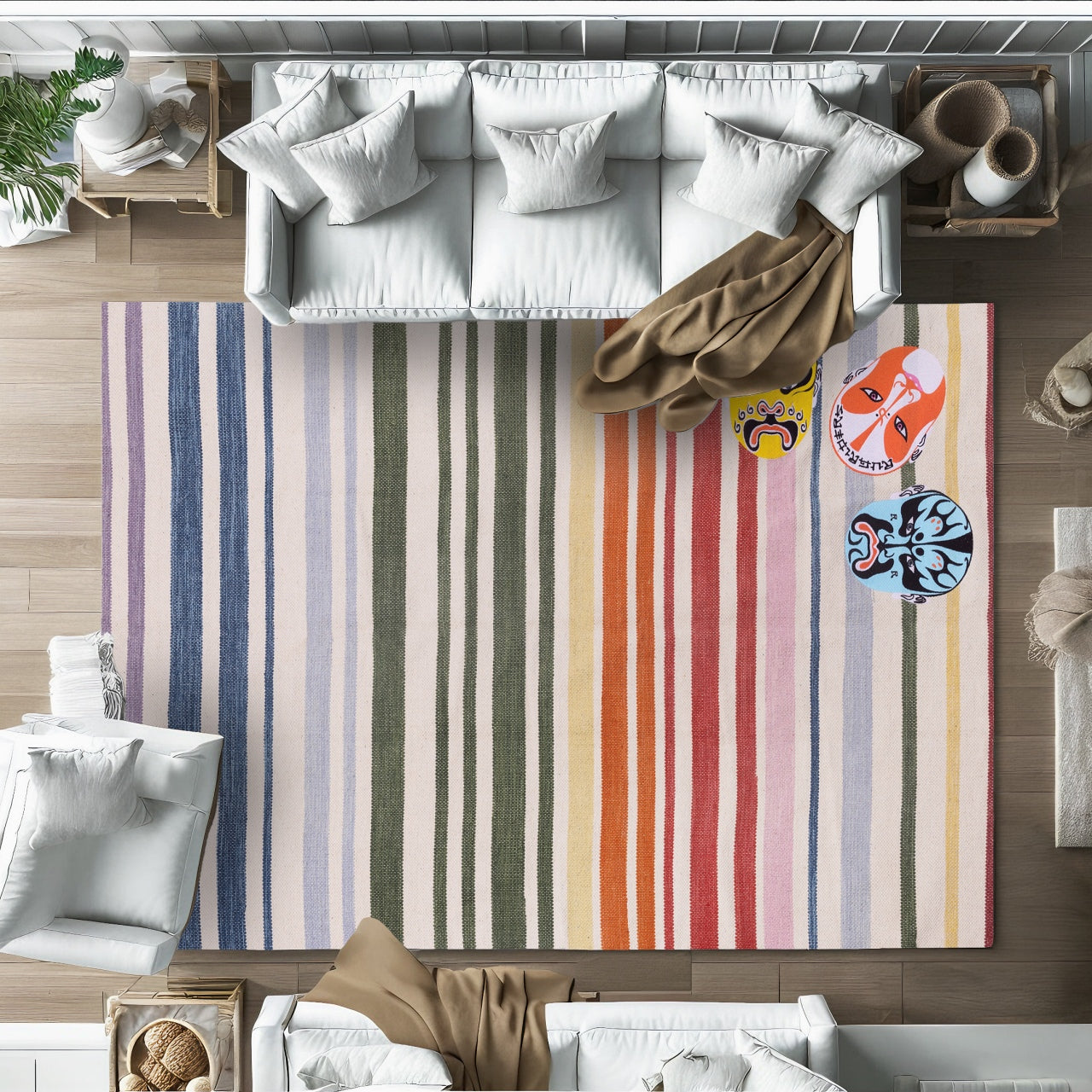 Carnaval Stripes Kaymaz Tabanlı Yıkanabilir Halı